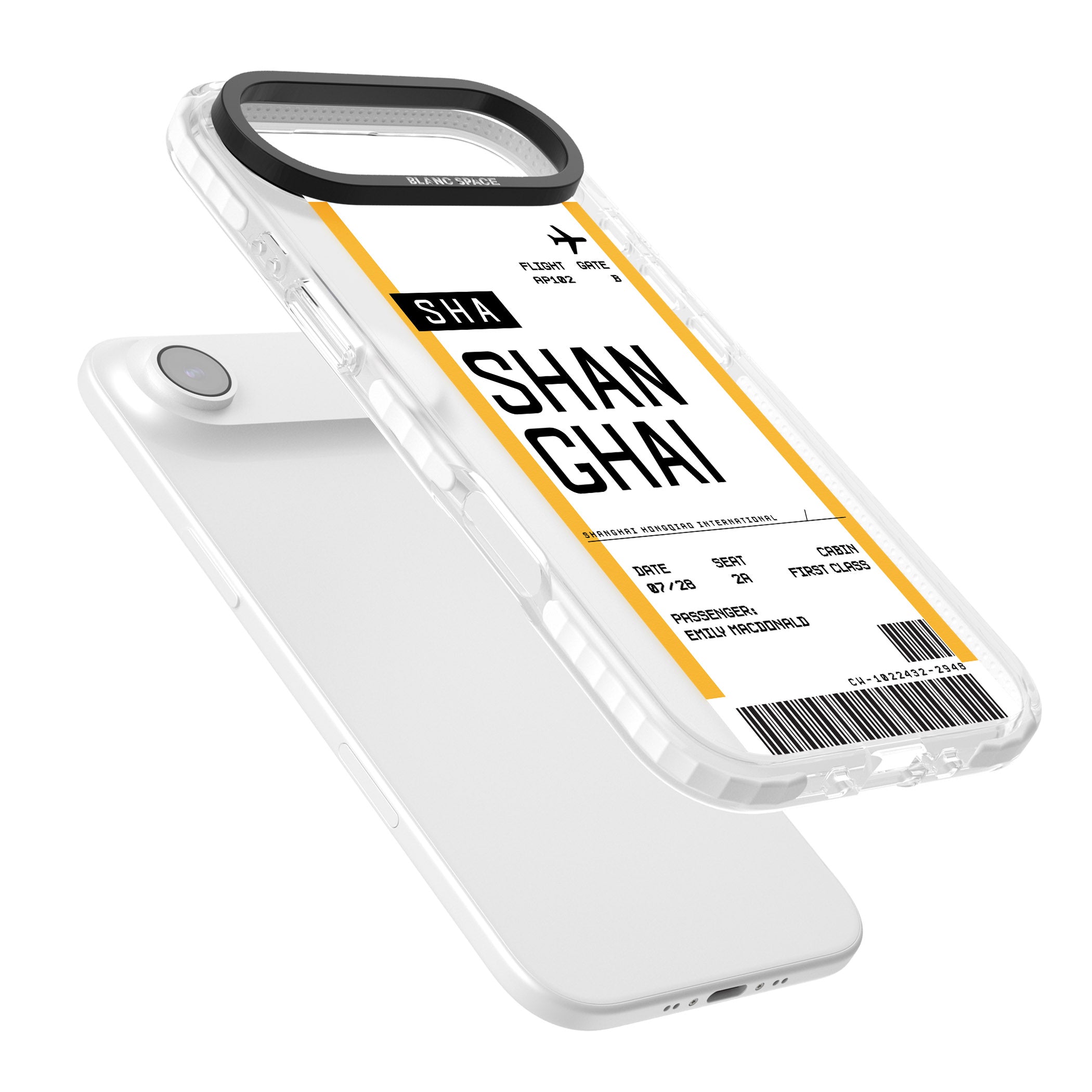 Personalised Shanghai Boarding Pass iPhone 17 Air Impact Clear Phone Case Colours