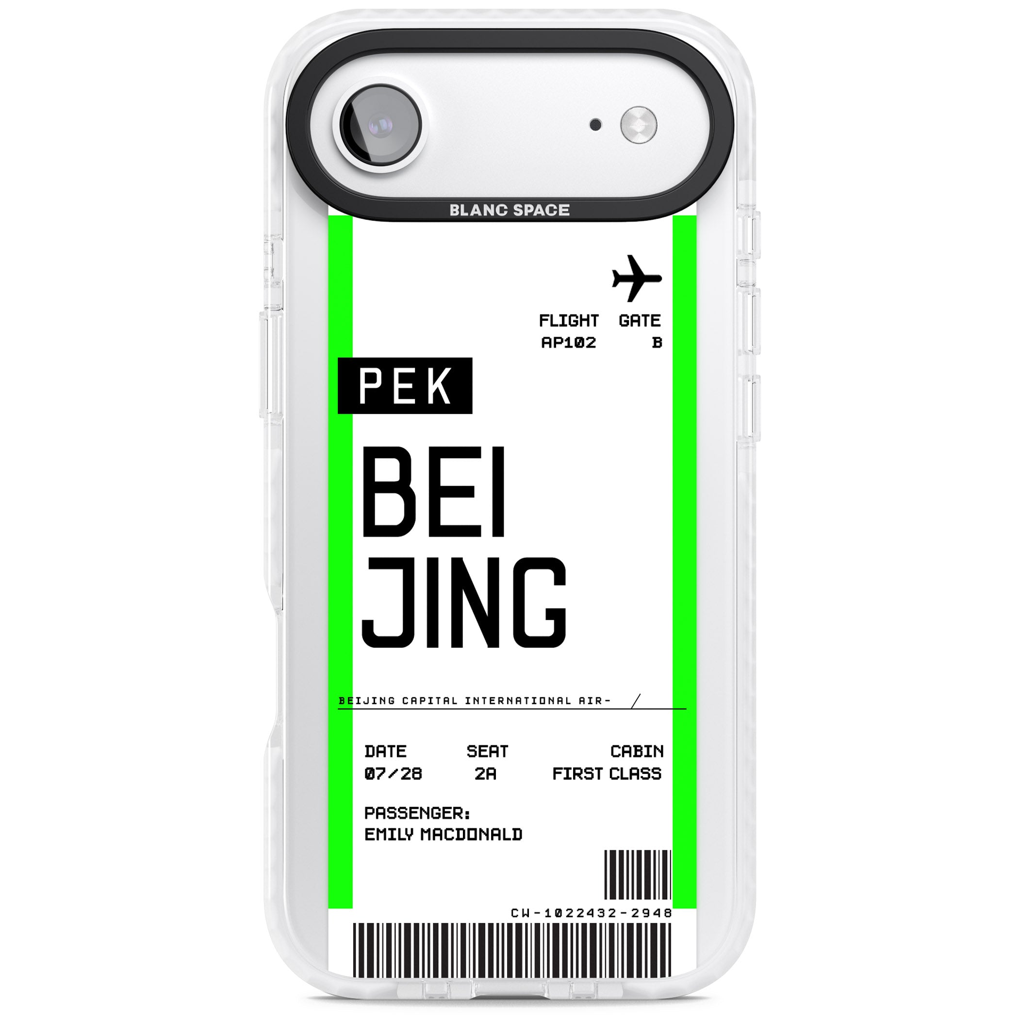 Personalised Beijing Boarding Pass iPhone 17 Air Impact Clear Phone Case