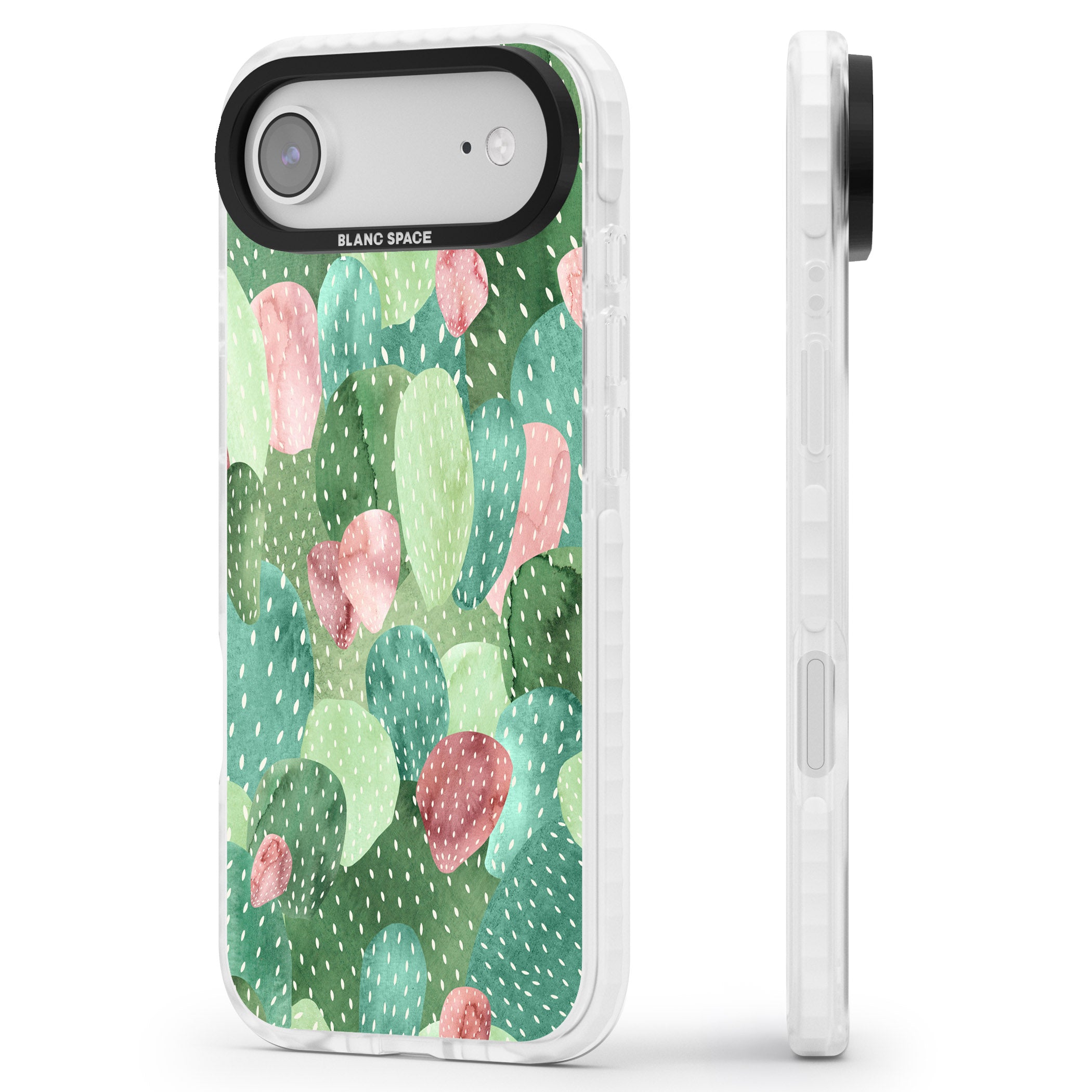 Cactus Charm iPhone 17 Air Impact Clear Phone Case Side Profile