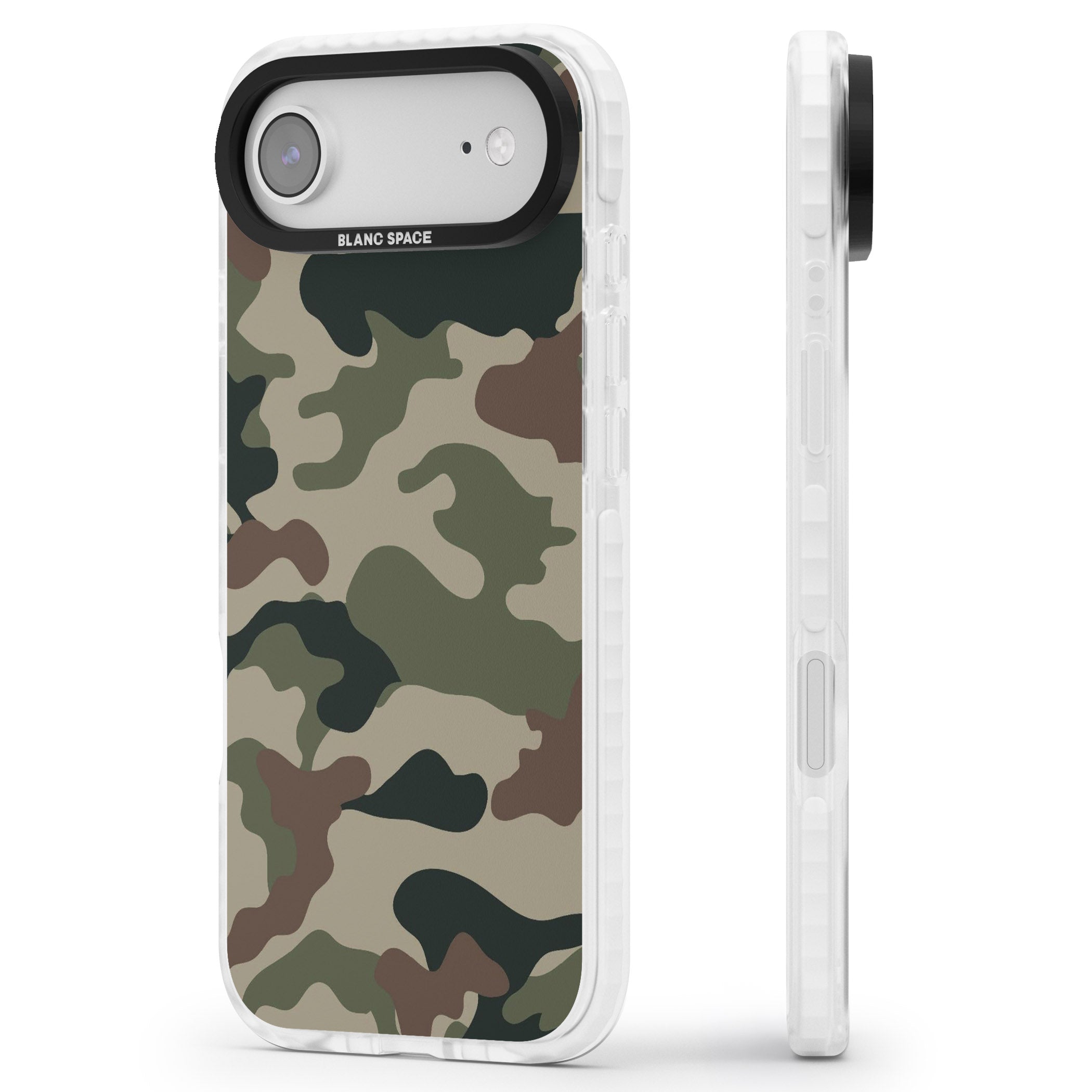 Green And Brown Camo iPhone 17 Air Impact Clear Phone Case Side Profile