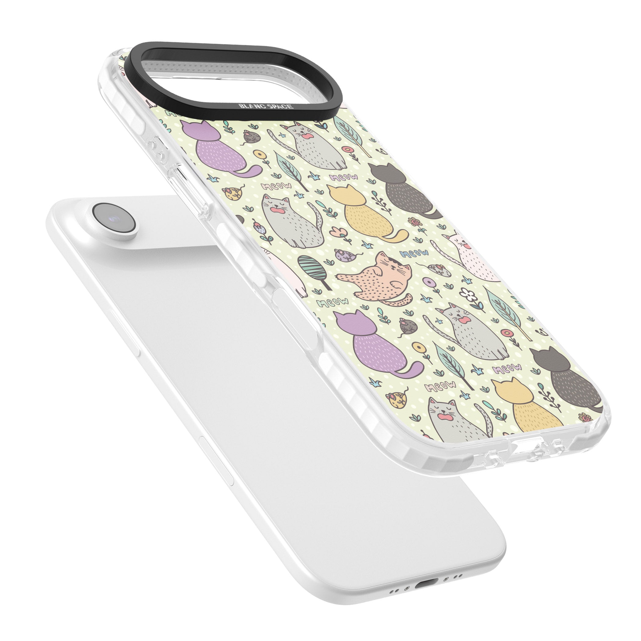 Cat Pattern Cream iPhone 17 Air Impact Clear Phone Case Colours