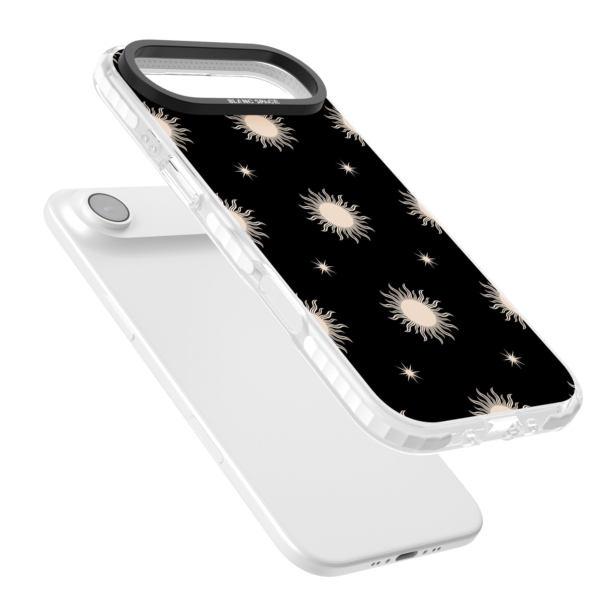 Celestial Patterns Classic Suns (Black) iPhone 17 Air Impact Clear Phone Case Colours