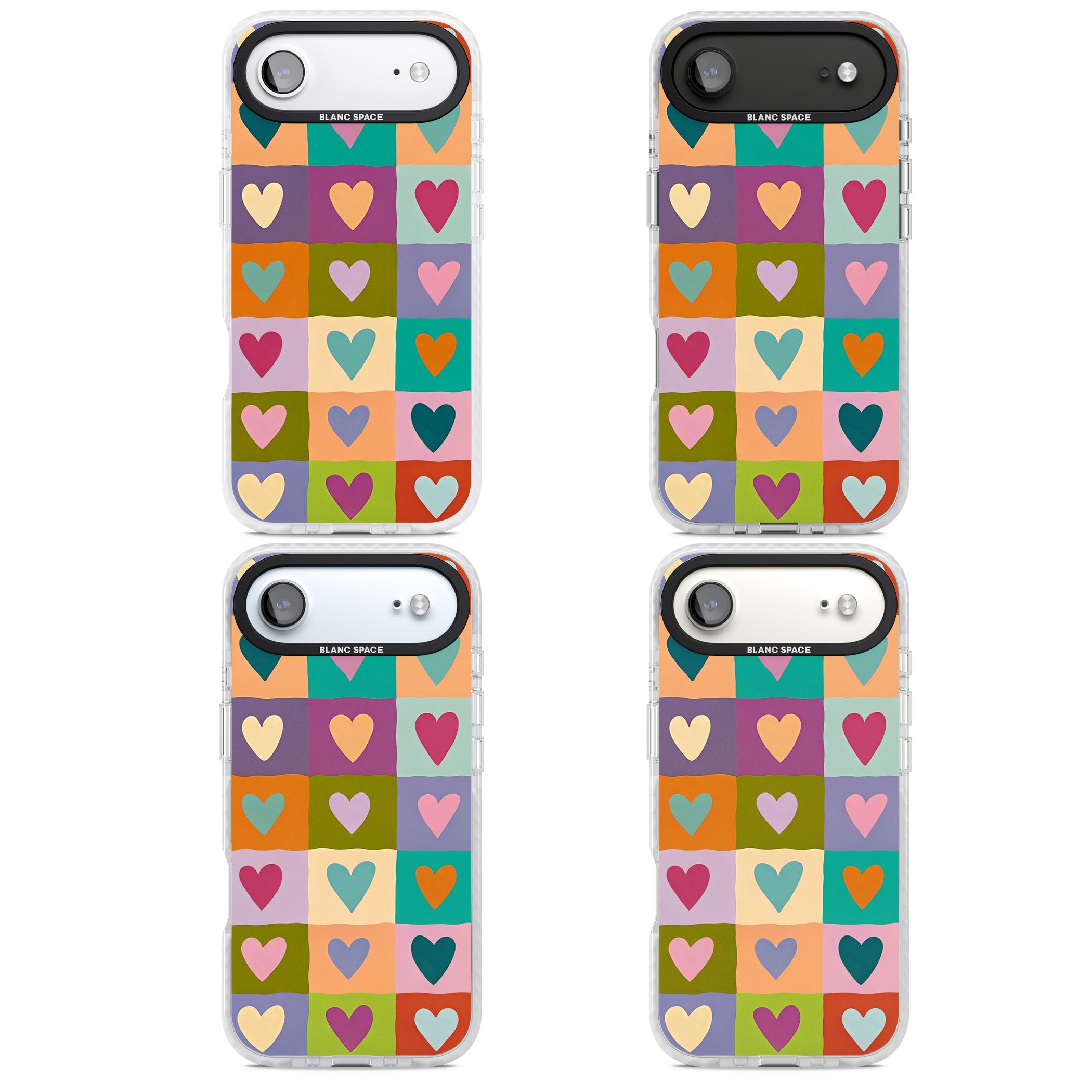 Multicolour Checked Hearts iPhone 17 Air Impact Clear Phone Case APT Impact Protection