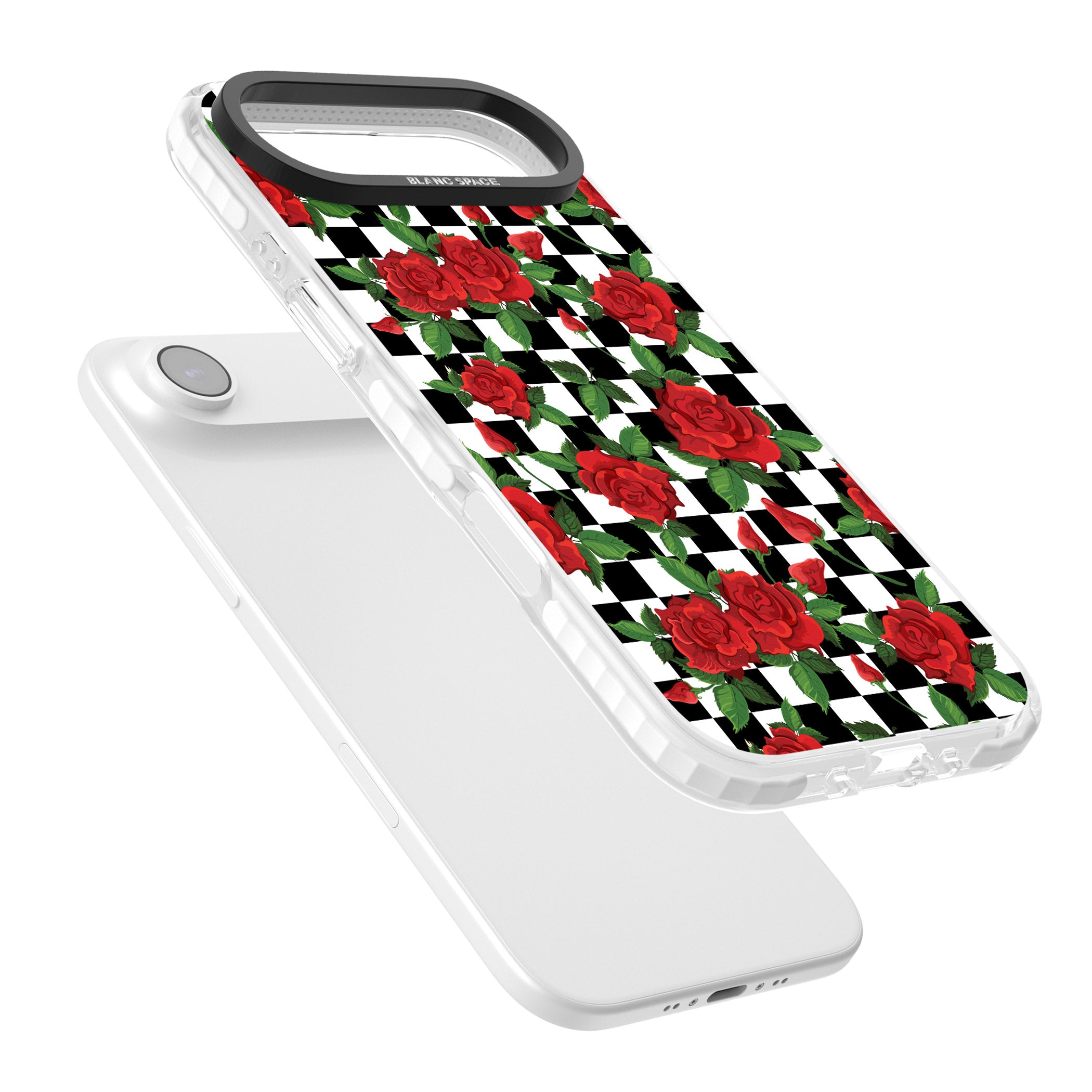 Checkered Roses iPhone 17 Air Impact Clear Phone Case Colours