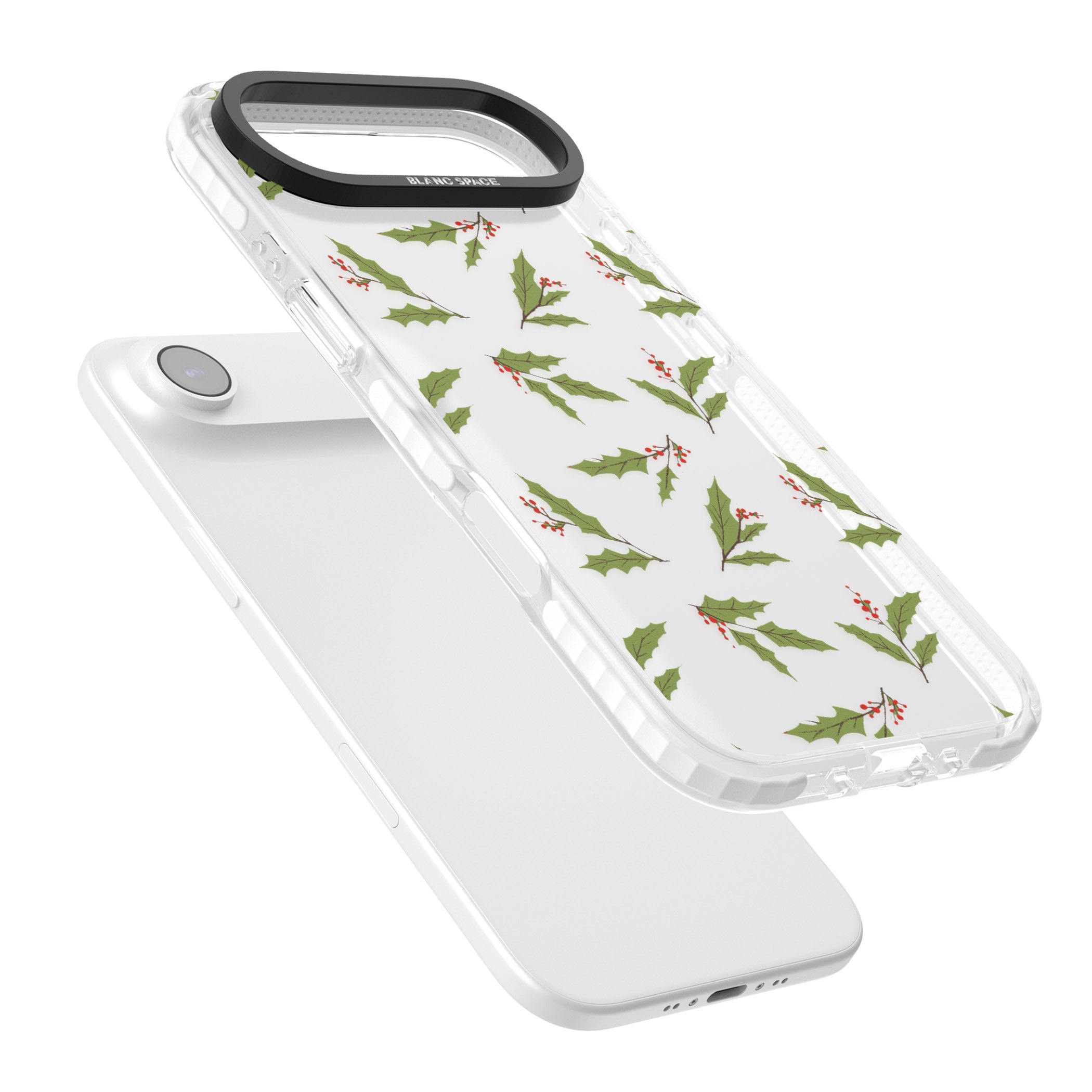 Christmas Holly Pattern iPhone 17 Air Impact Clear Phone Case Colours
