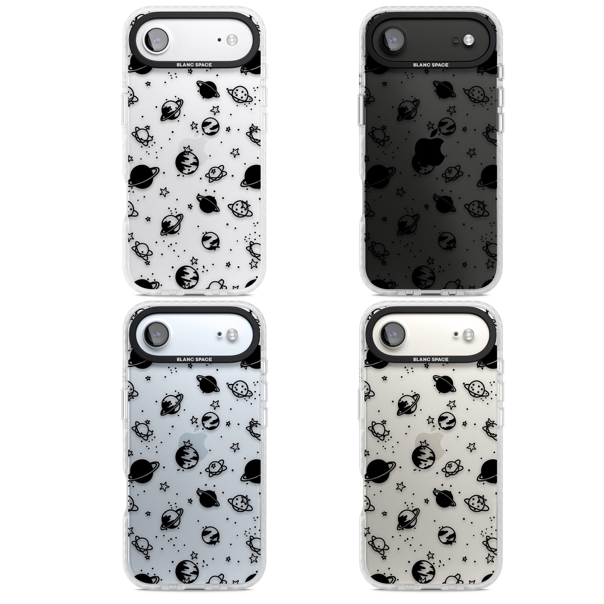 Black Planets iPhone 17 Air Impact Clear Phone Case APT Impact Protection
