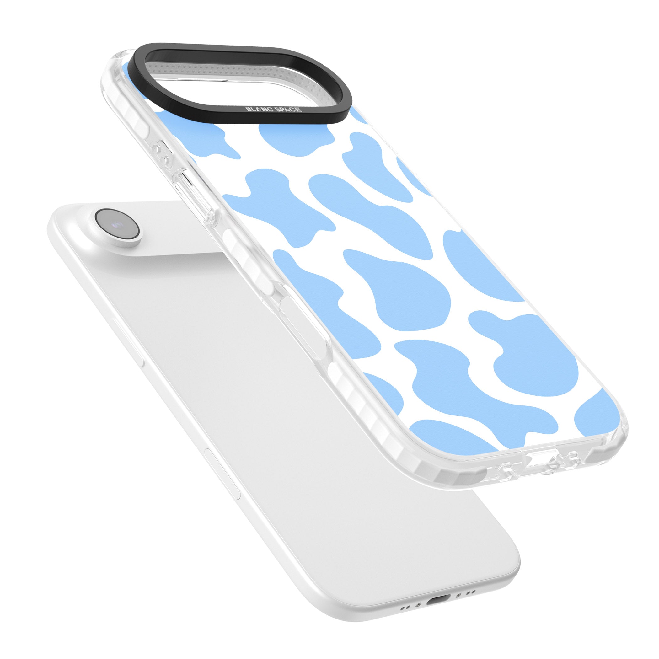 Blue And White Cow Print iPhone 17 Air Impact Clear Phone Case Colours