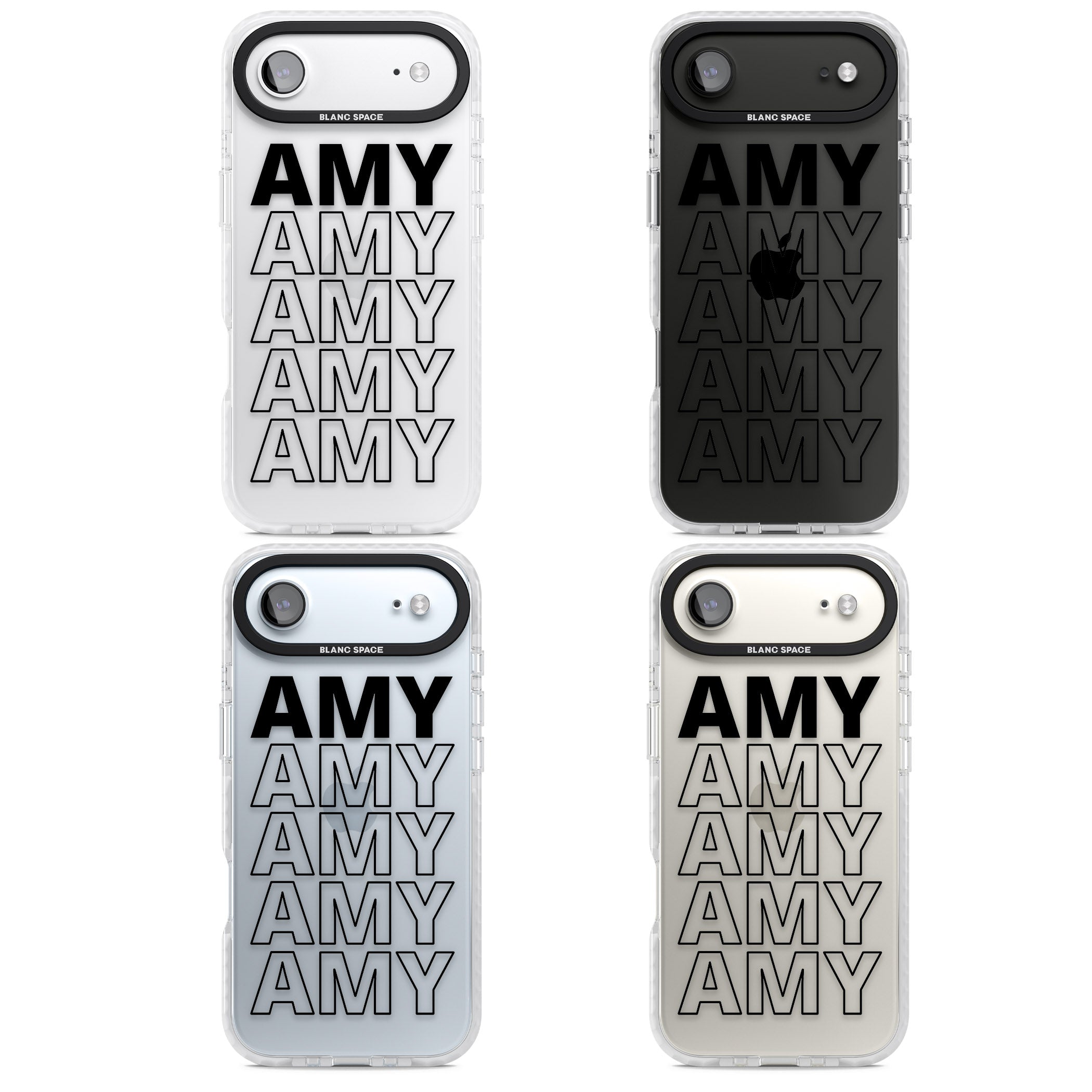 Personalised Bold Name Repetition iPhone 17 Air Impact Clear Phone Case APT Impact Protection