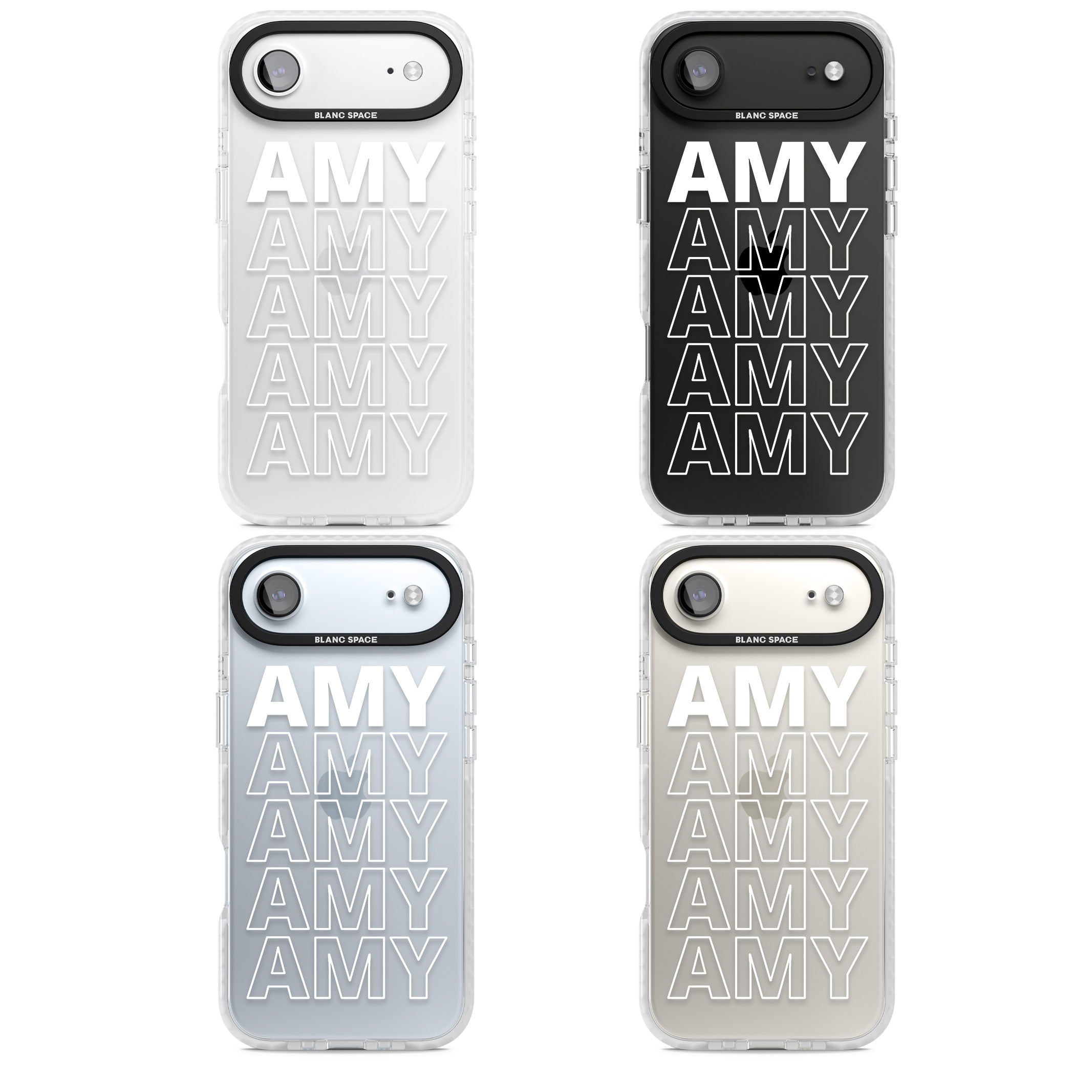 Personalised Bold Name Repeated iPhone 17 Air Impact Clear Phone Case APT Impact Protection