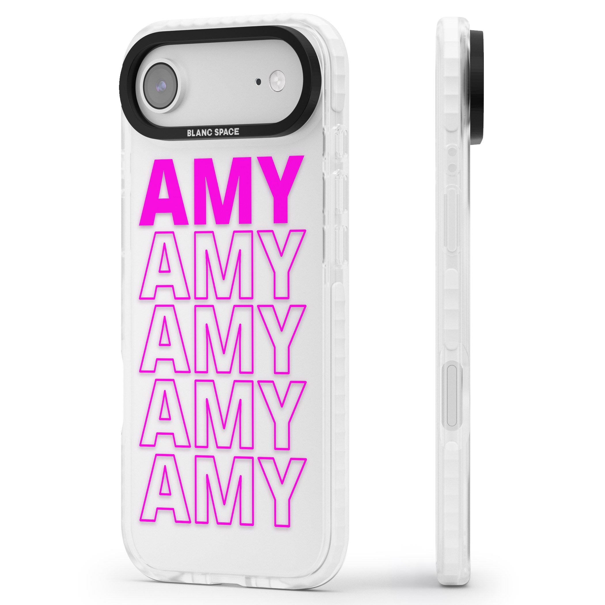 Personalised Bold Repeated Name iPhone 17 Air Impact Clear Phone Case Side Profile