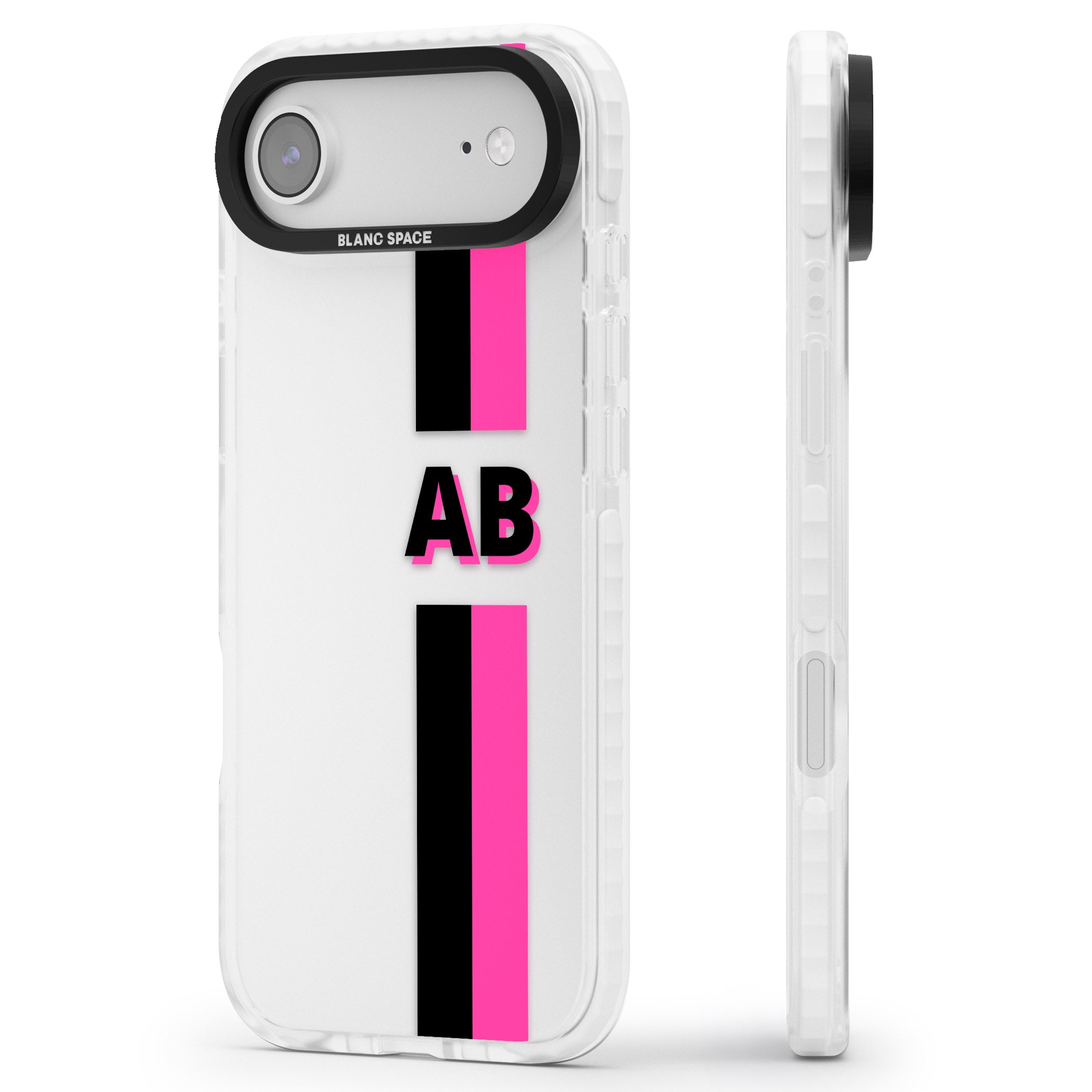 Personalised Bold Name Stripe iPhone 17 Air Impact Clear Phone Case Side Profile