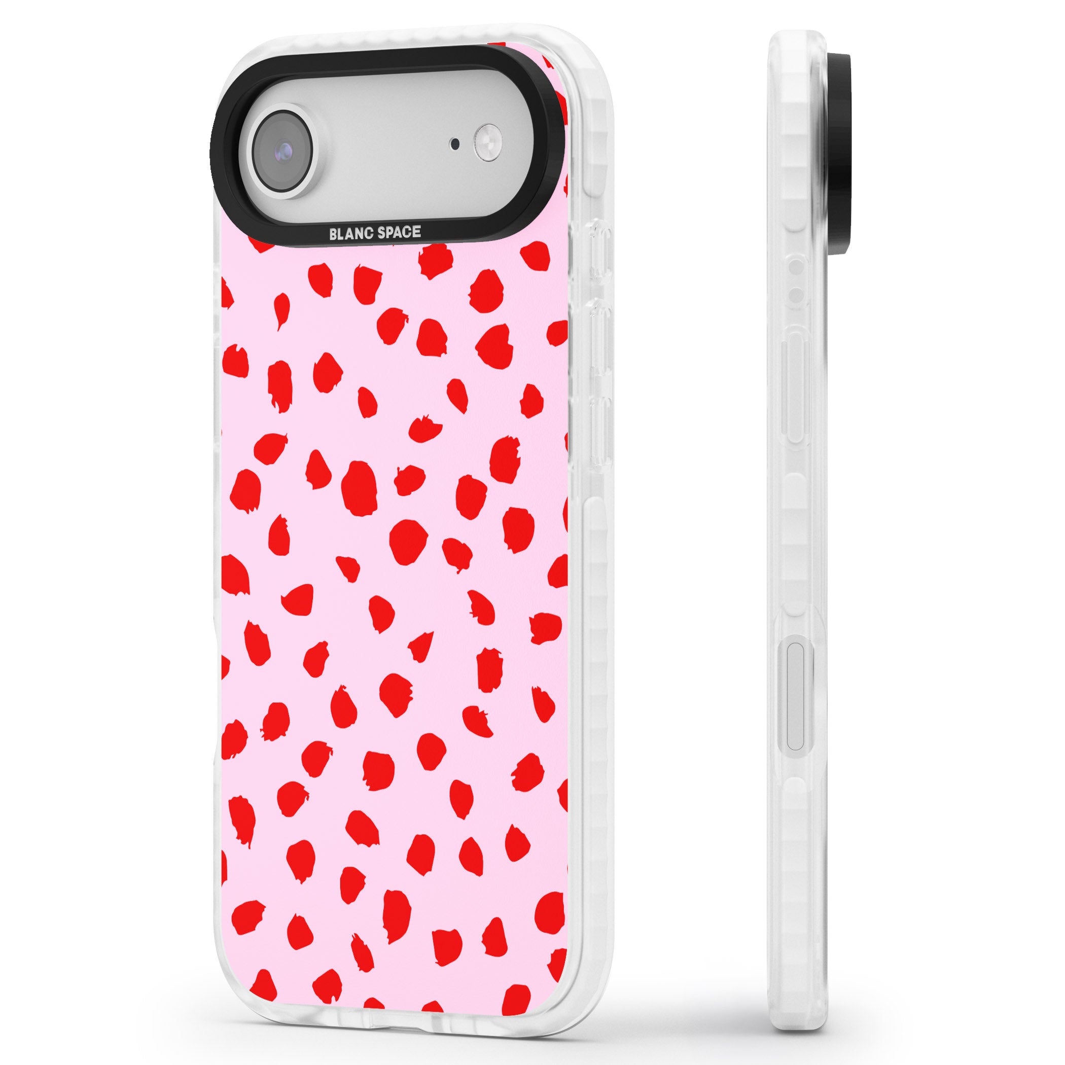 Red Polka Dot iPhone 17 Air Impact Clear Phone Case Side Profile