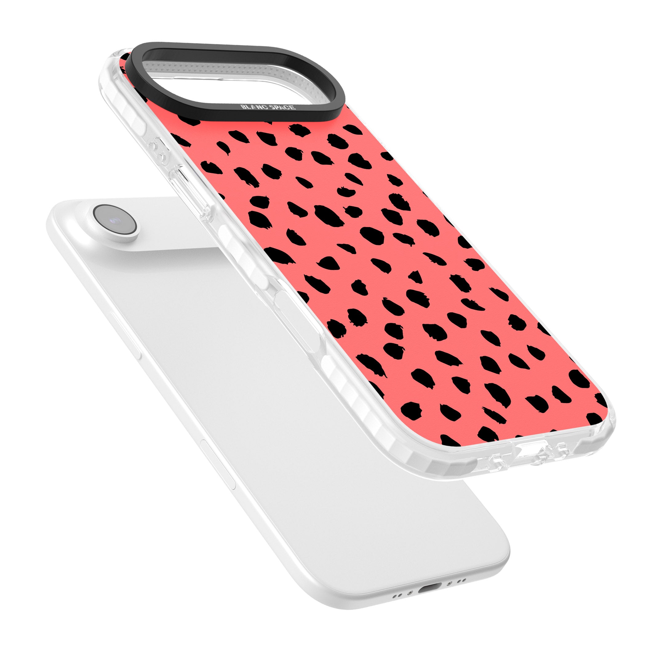 Black Dalmatian Spots On Coral iPhone 17 Air Impact Clear Phone Case Colours