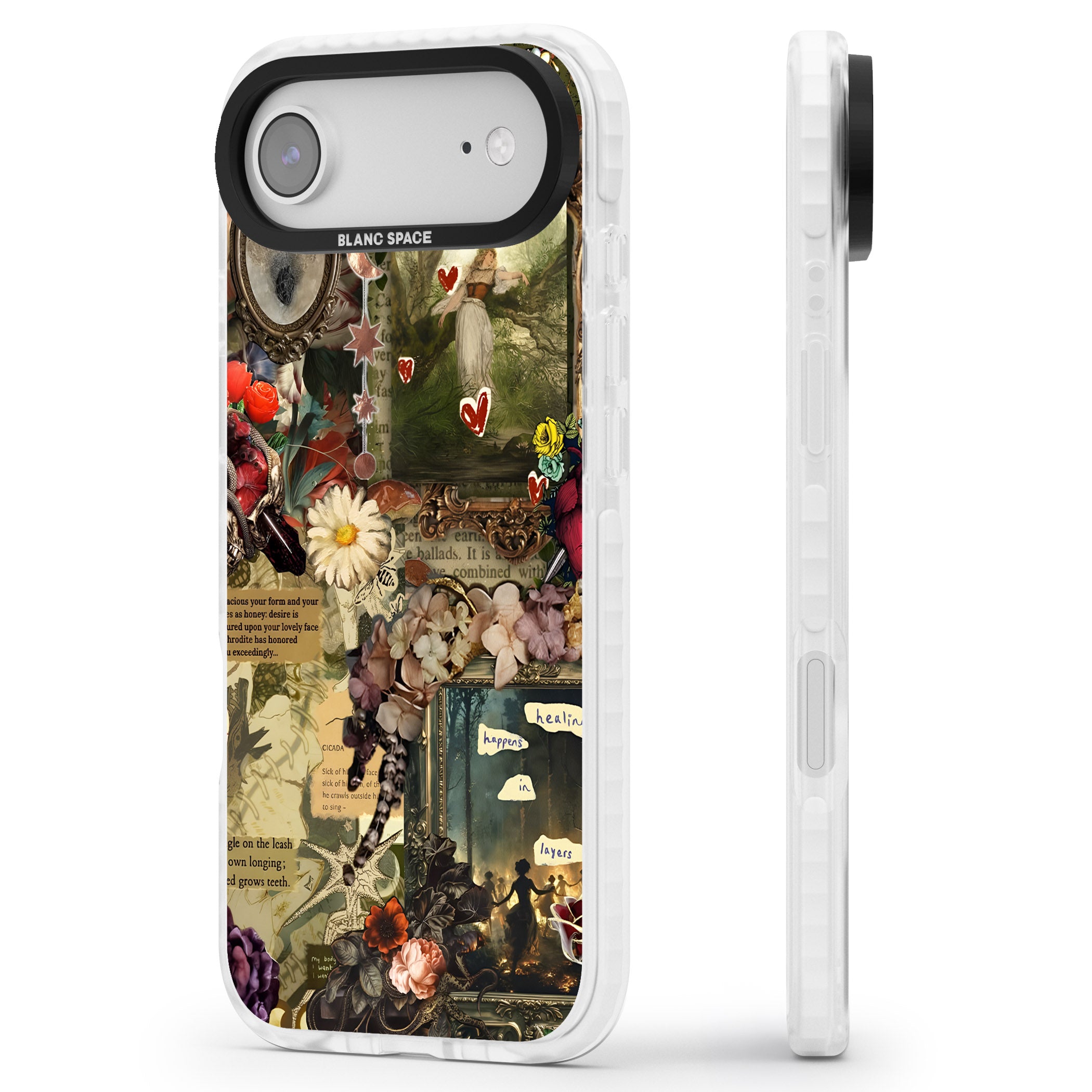Textbook Romance Collage iPhone 17 Air Impact Clear Phone Case Side Profile