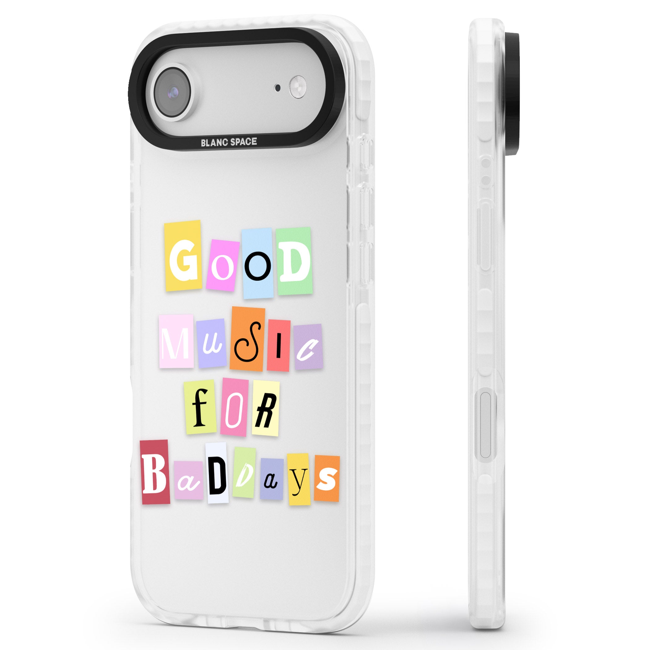 Good Music For Bad Days iPhone 17 Air Impact Clear Phone Case Side Profile