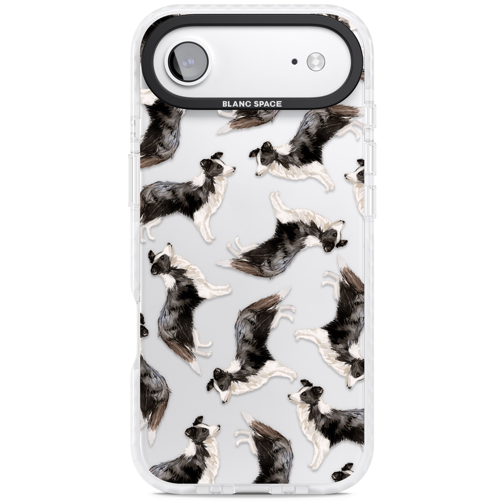 Border Collie Pattern Watercolour iPhone 17 Air Impact Clear Phone Case