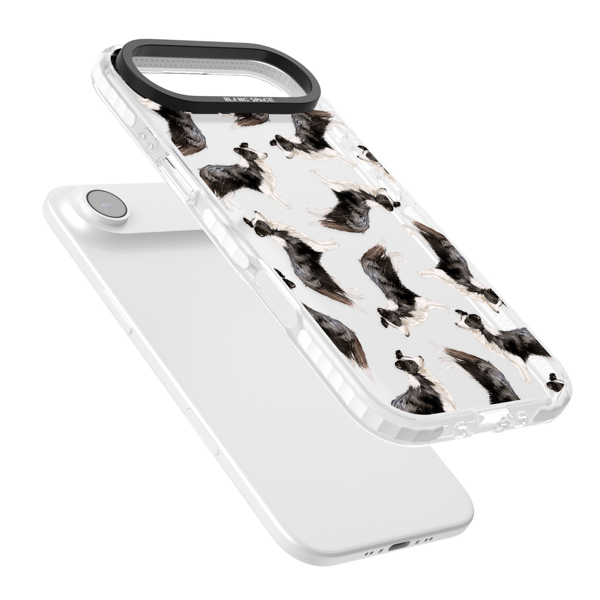 Border Collie Pattern Watercolour iPhone 17 Air Impact Clear Phone Case Colours