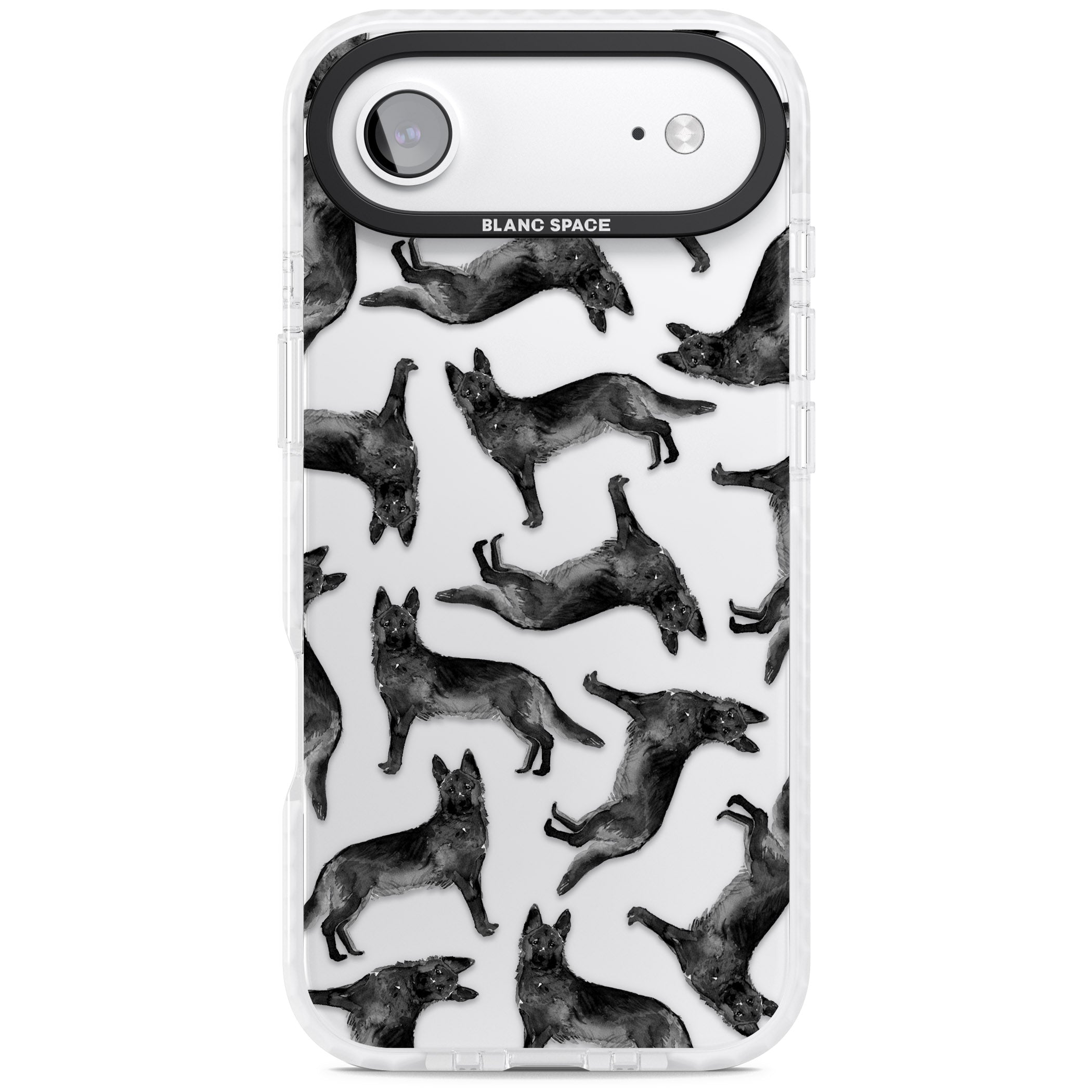 German Shepherd Pattern Black iPhone 17 Air Impact Clear Phone Case