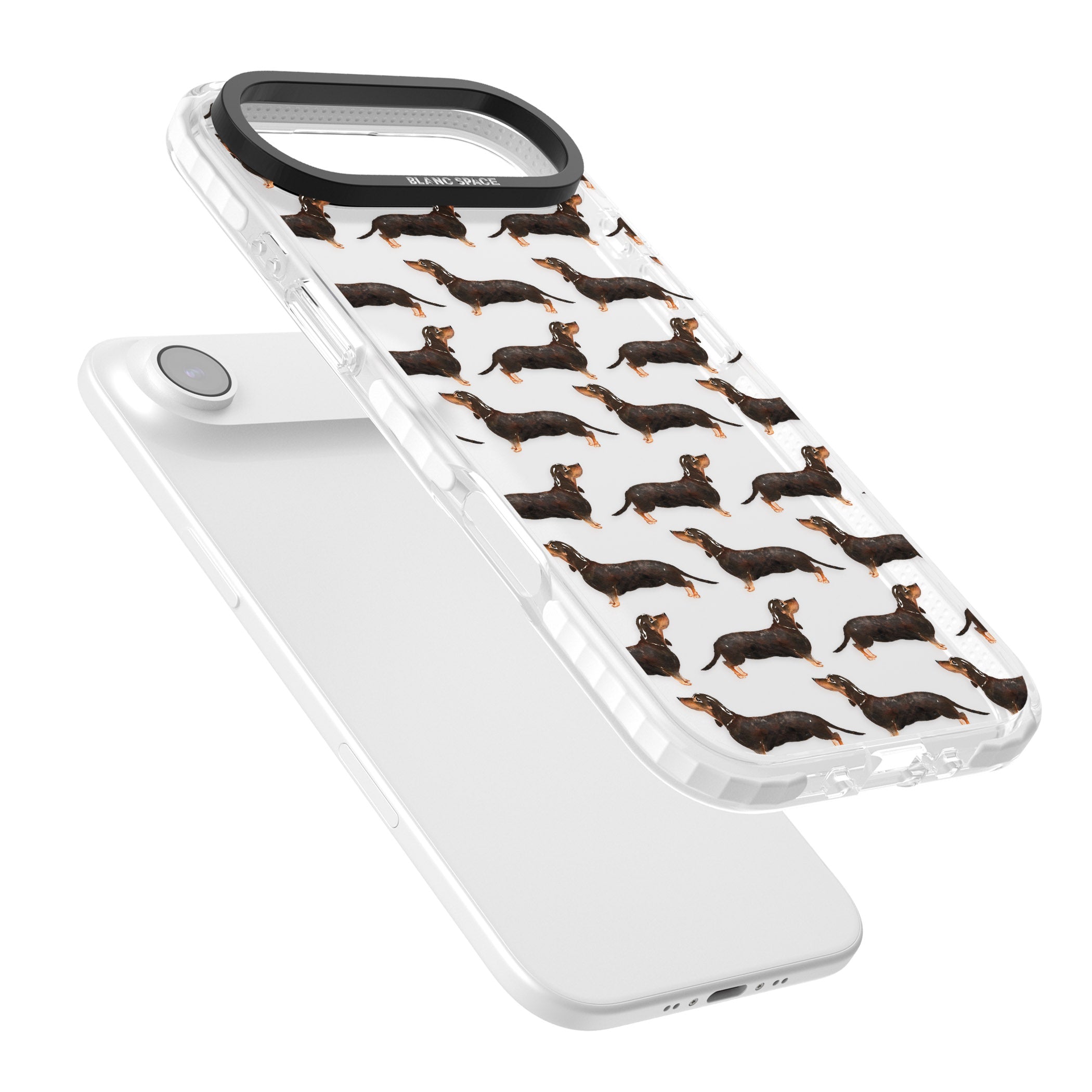 Dachshund Pattern Black Tan iPhone 17 Air Impact Clear Phone Case Colours