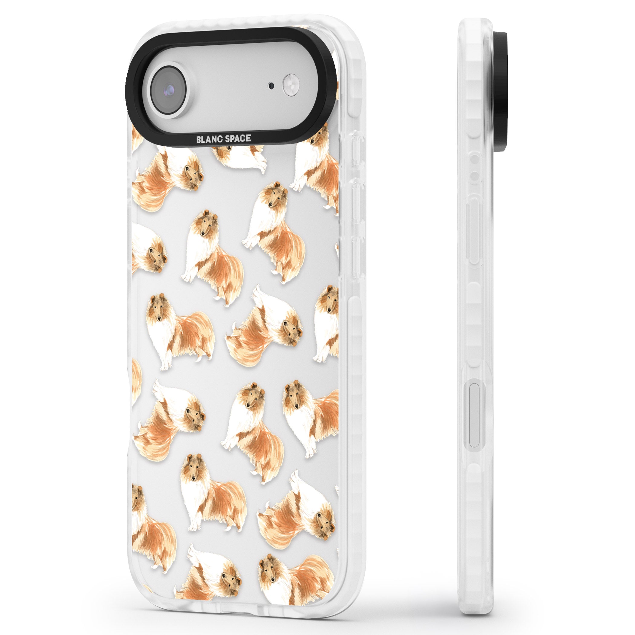 Collie Watercolor iPhone 17 Air Impact Clear Phone Case Side Profile