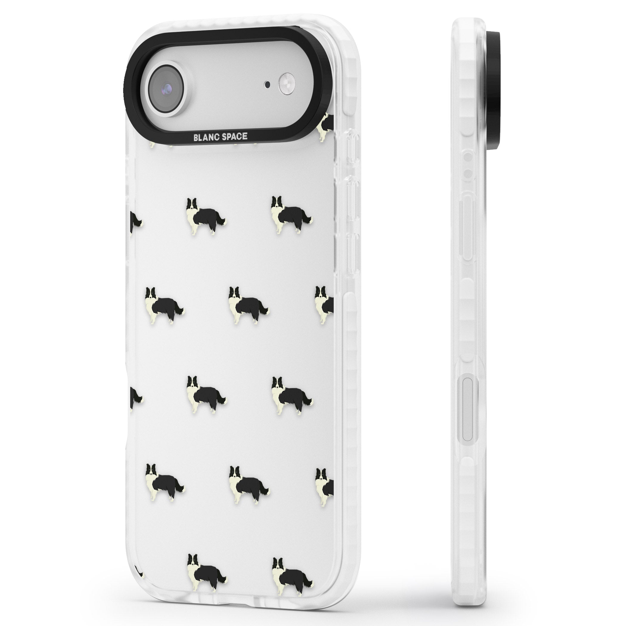Border Collie Pattern Clear iPhone 17 Air Impact Clear Phone Case Side Profile