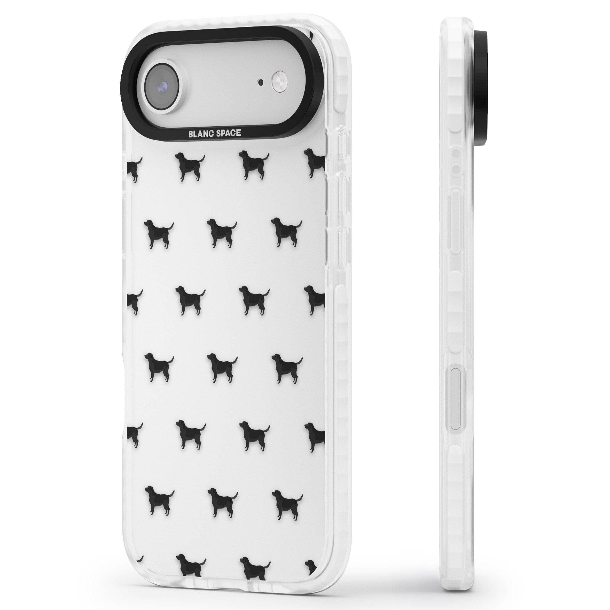 Black Labrador Pattern iPhone 17 Air Impact Clear Phone Case Side Profile