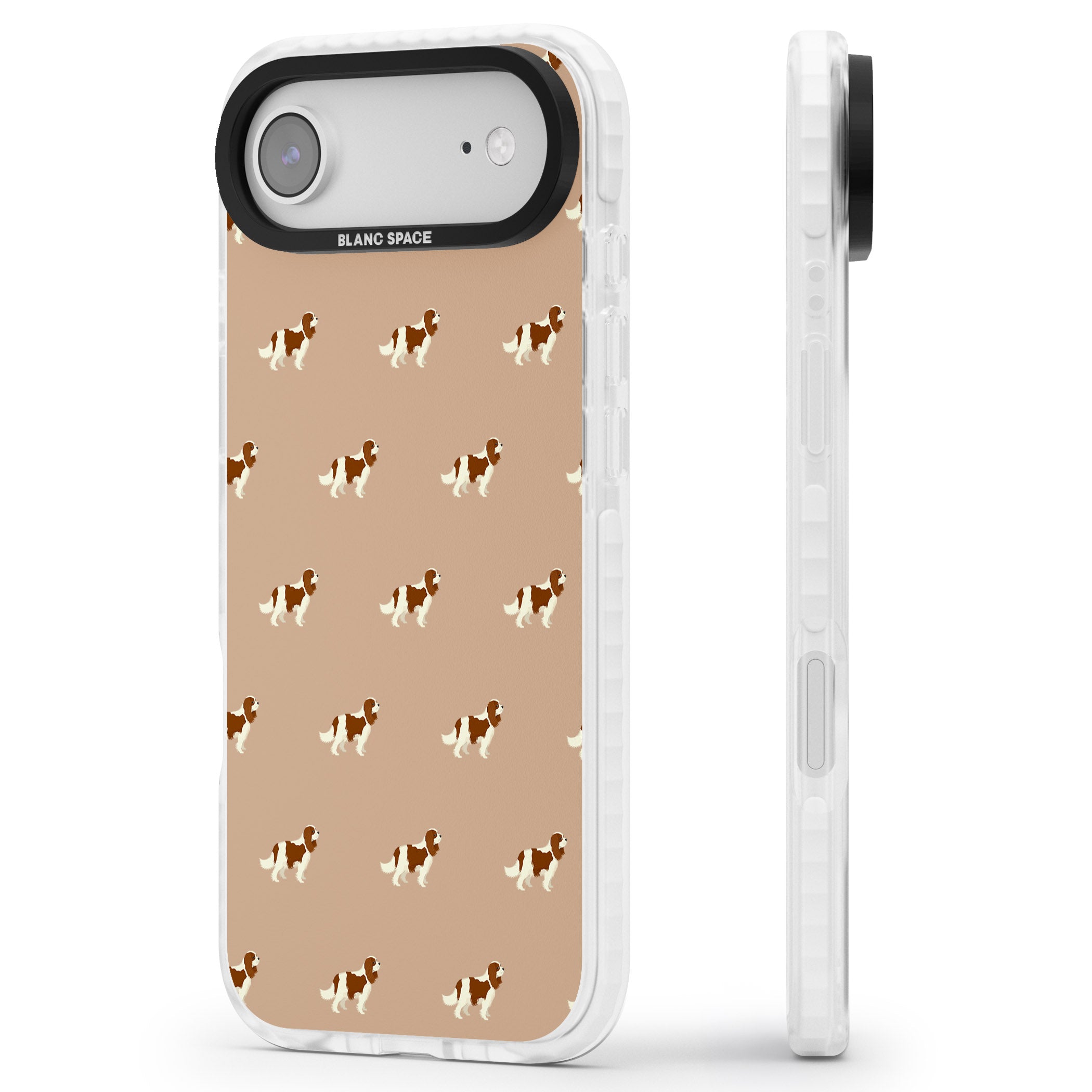 Cavalier Spaniel Pattern iPhone 17 Air Impact Clear Phone Case Side Profile