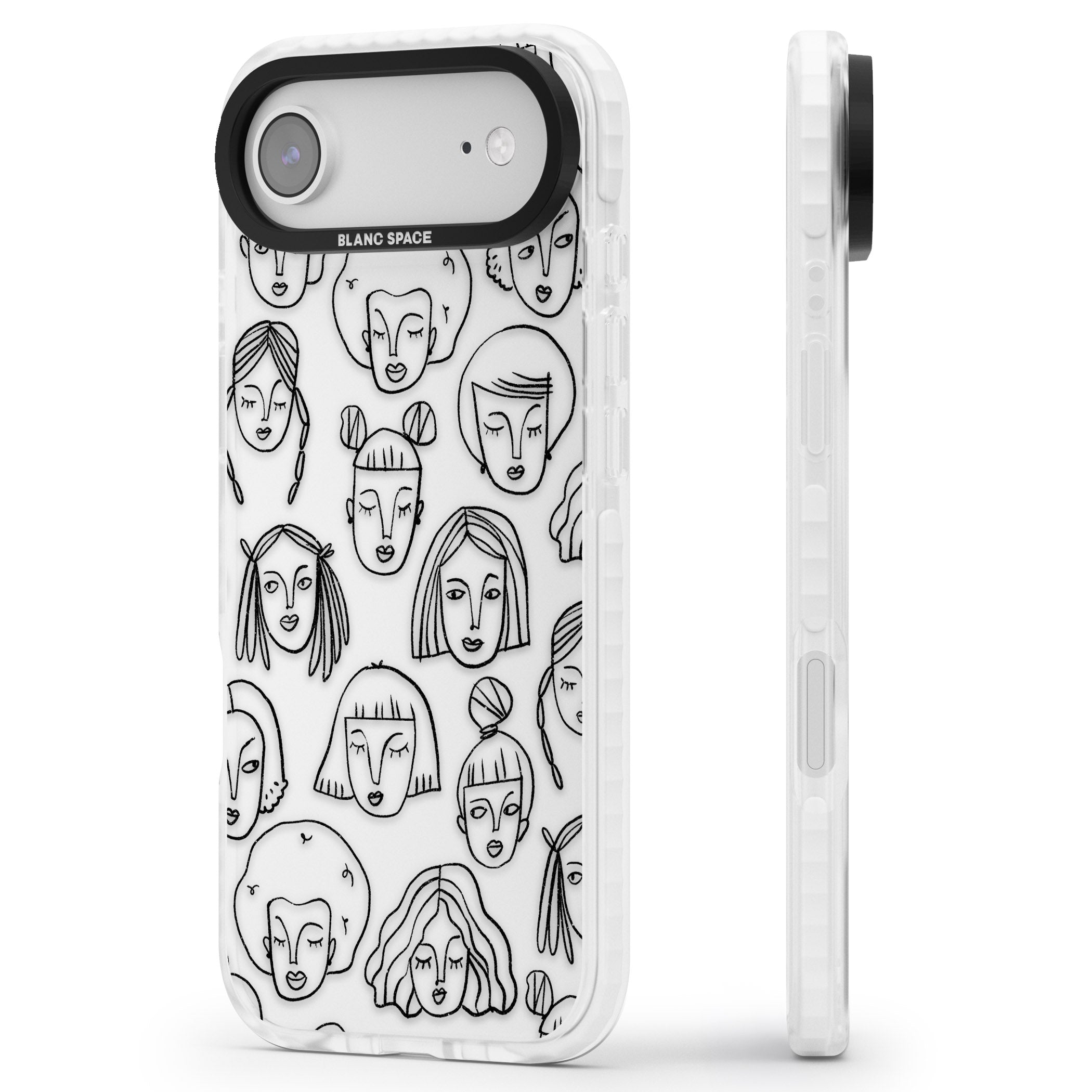 Doodle Face iPhone 17 Air Impact Clear Phone Case Side Profile