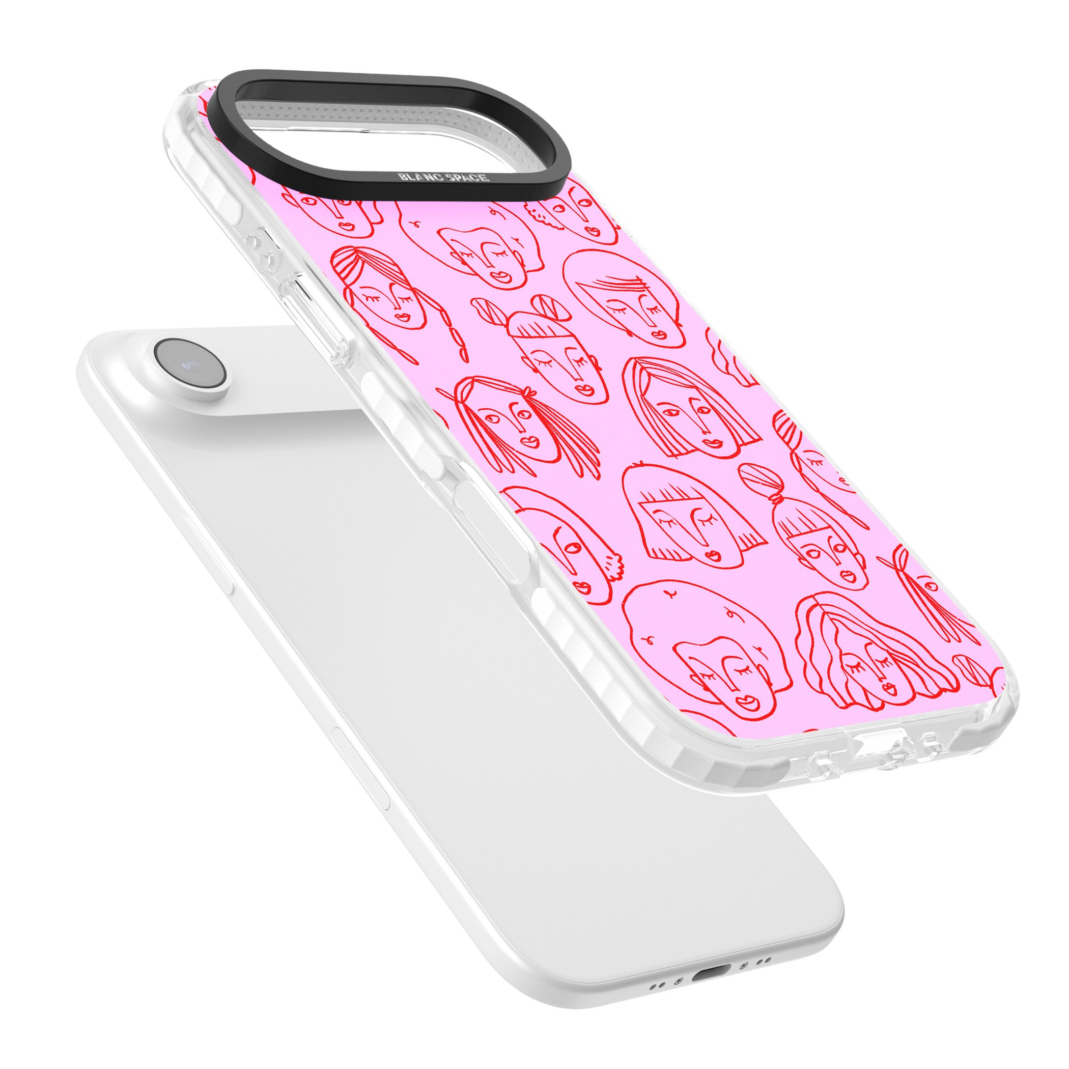 Girl Portrait Doodles iPhone 17 Air Impact Clear Phone Case Colours