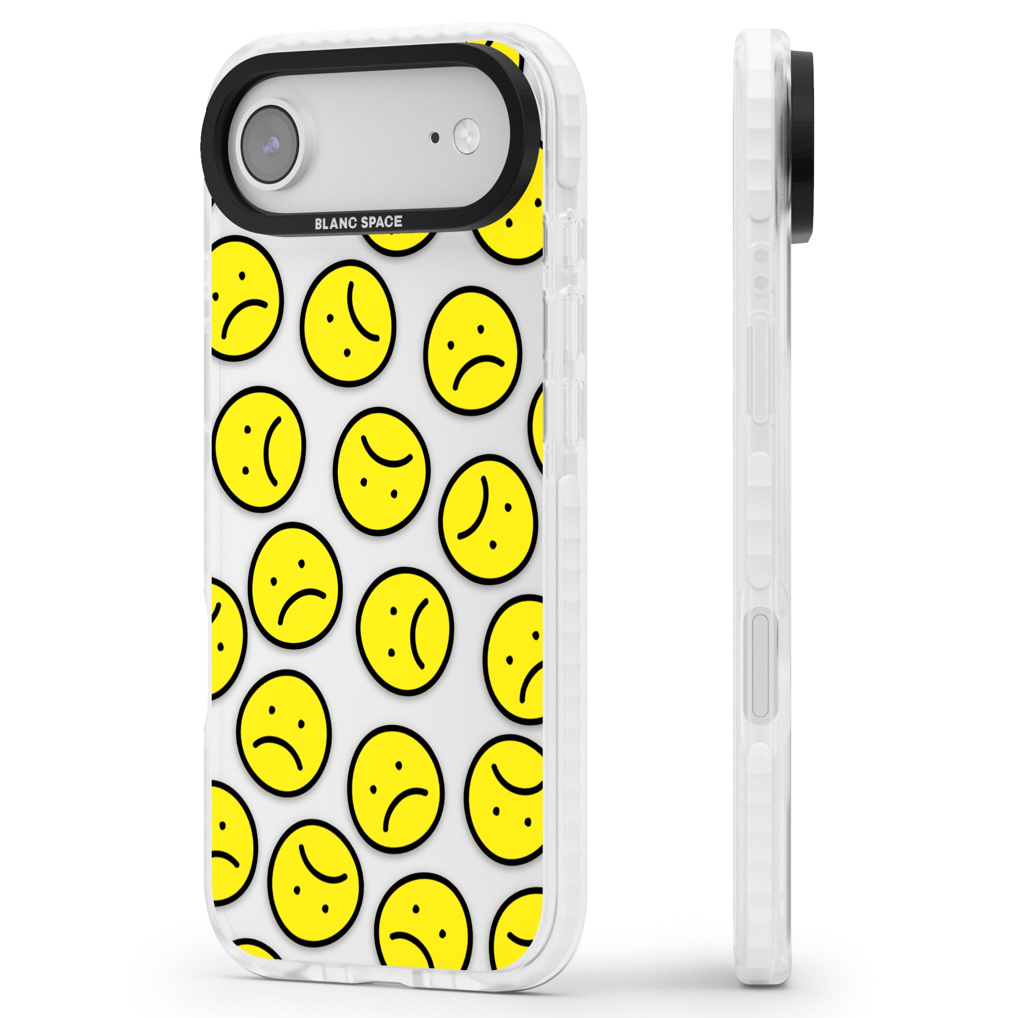 Sad Face Clear Pattern iPhone 17 Air Impact Clear Phone Case Side Profile