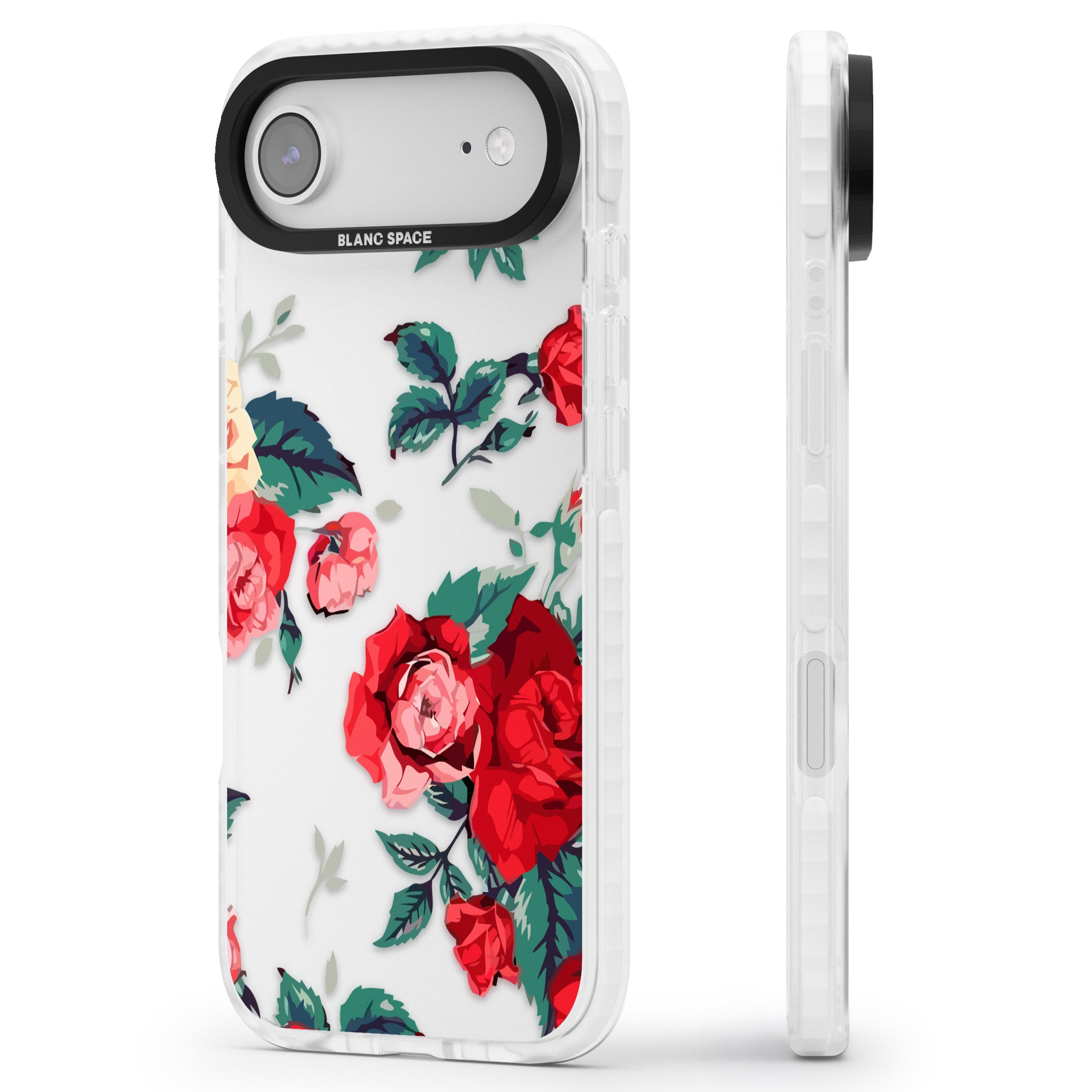 Rose Pattern iPhone 17 Air Impact Clear Phone Case Side Profile