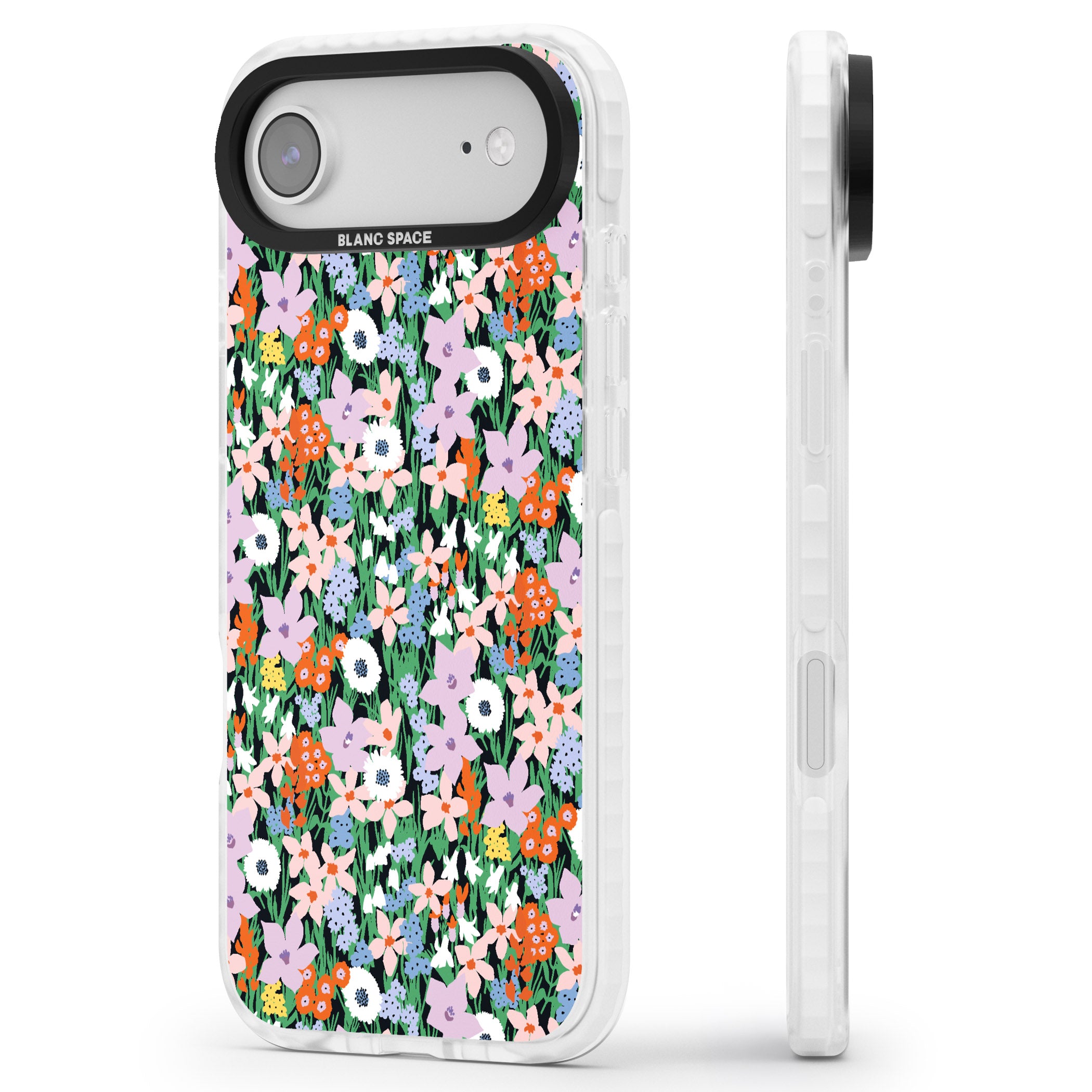 Jazzy Floral Mix iPhone 17 Air Impact Clear Phone Case Side Profile