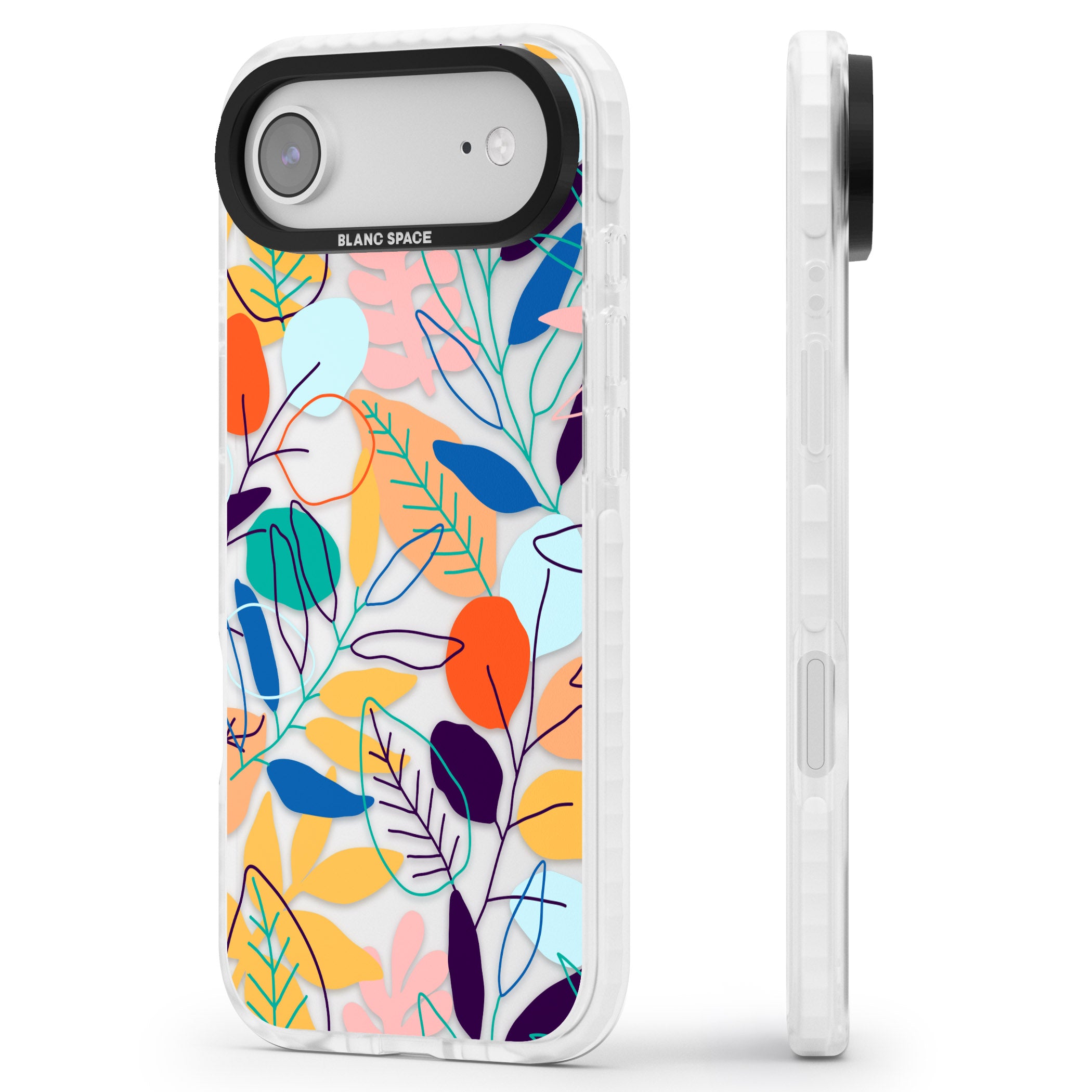 Abstract Line Drawn Leaves iPhone 17 Air Impact Clear Phone Case Side Profile