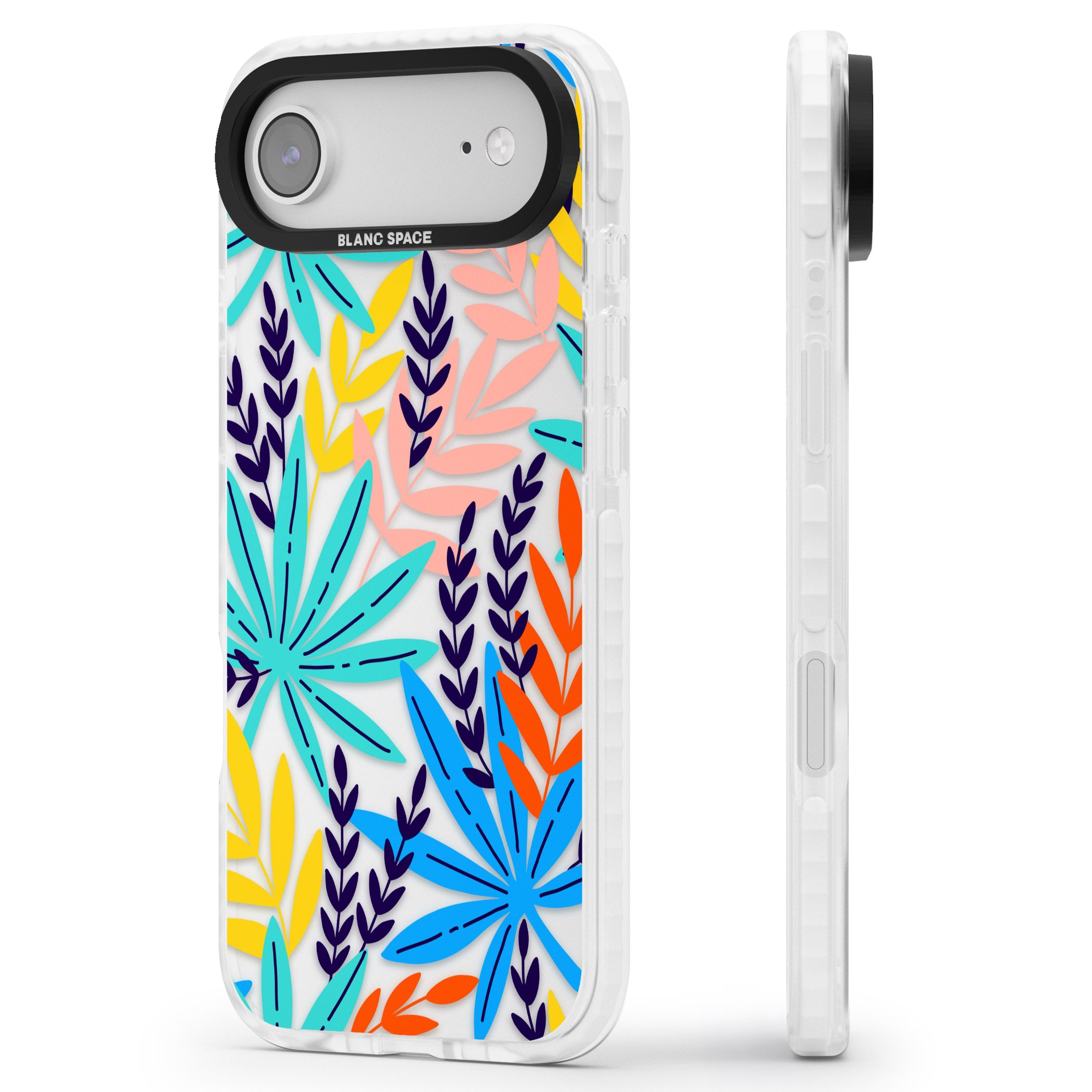 Tropical Palm Leaves iPhone 17 Air Impact Clear Phone Case Side Profile