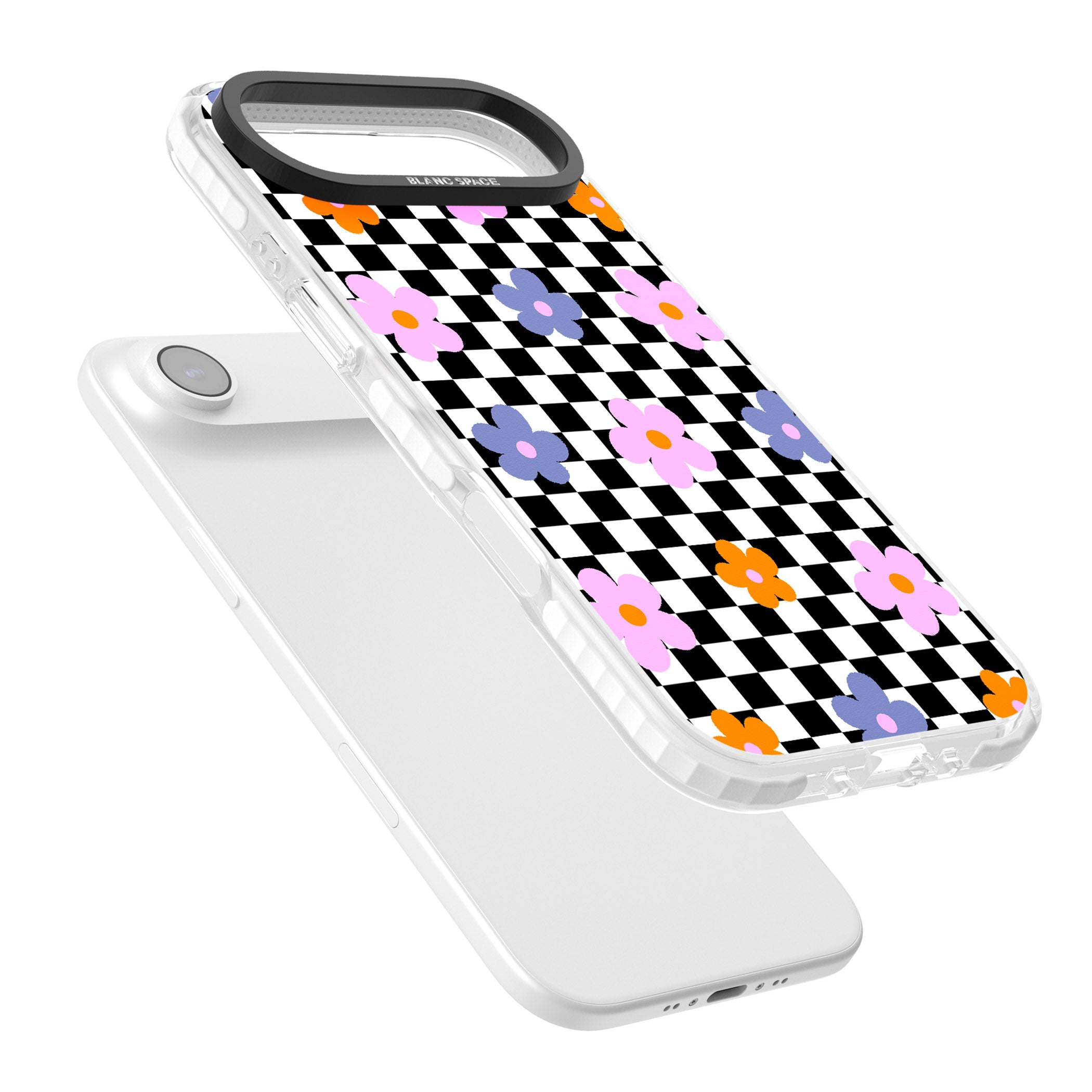 Checkered Blossom iPhone 17 Air Impact Clear Phone Case Colours