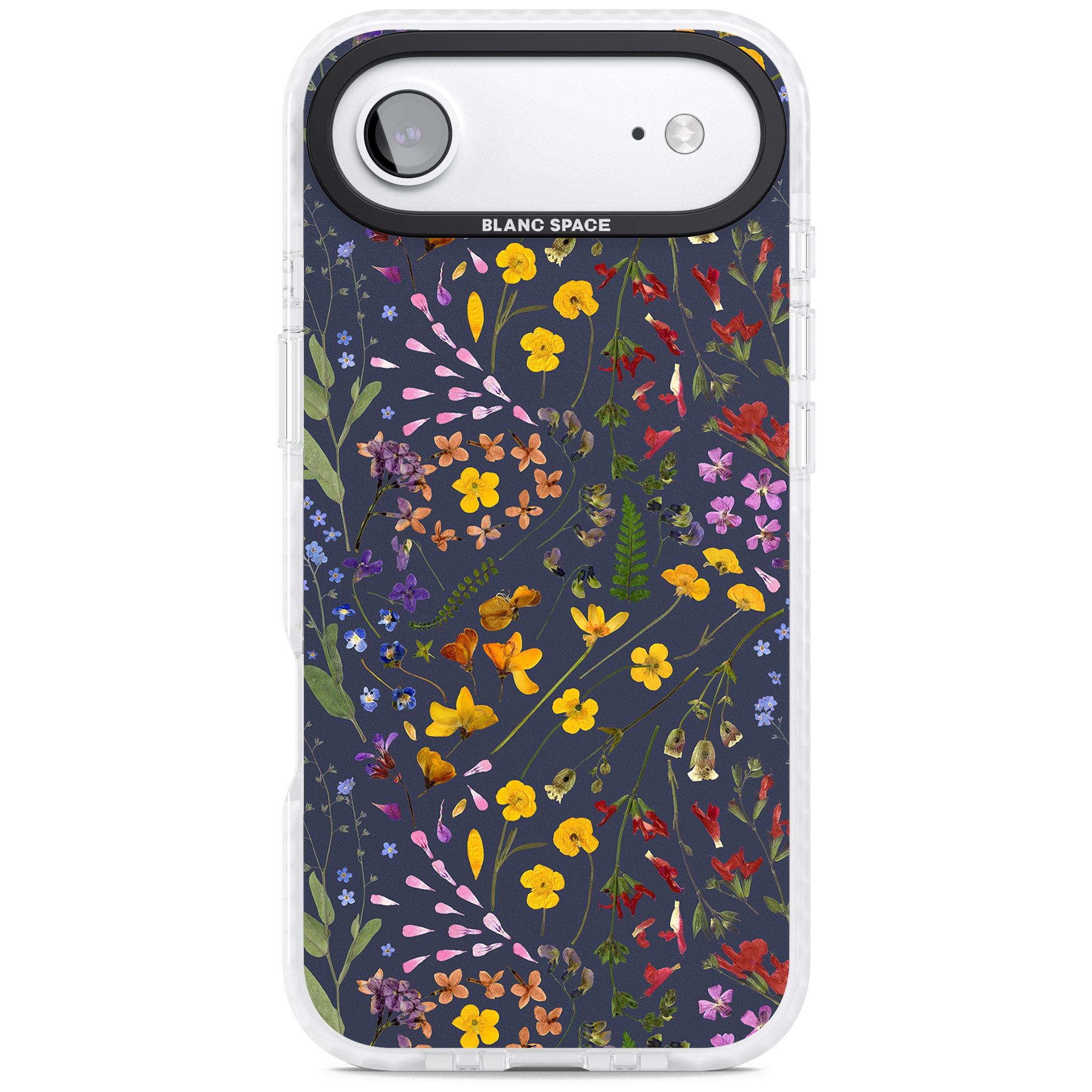 Wildflower Leaves Cluster Navy iPhone 17 Air Impact Clear Phone Case