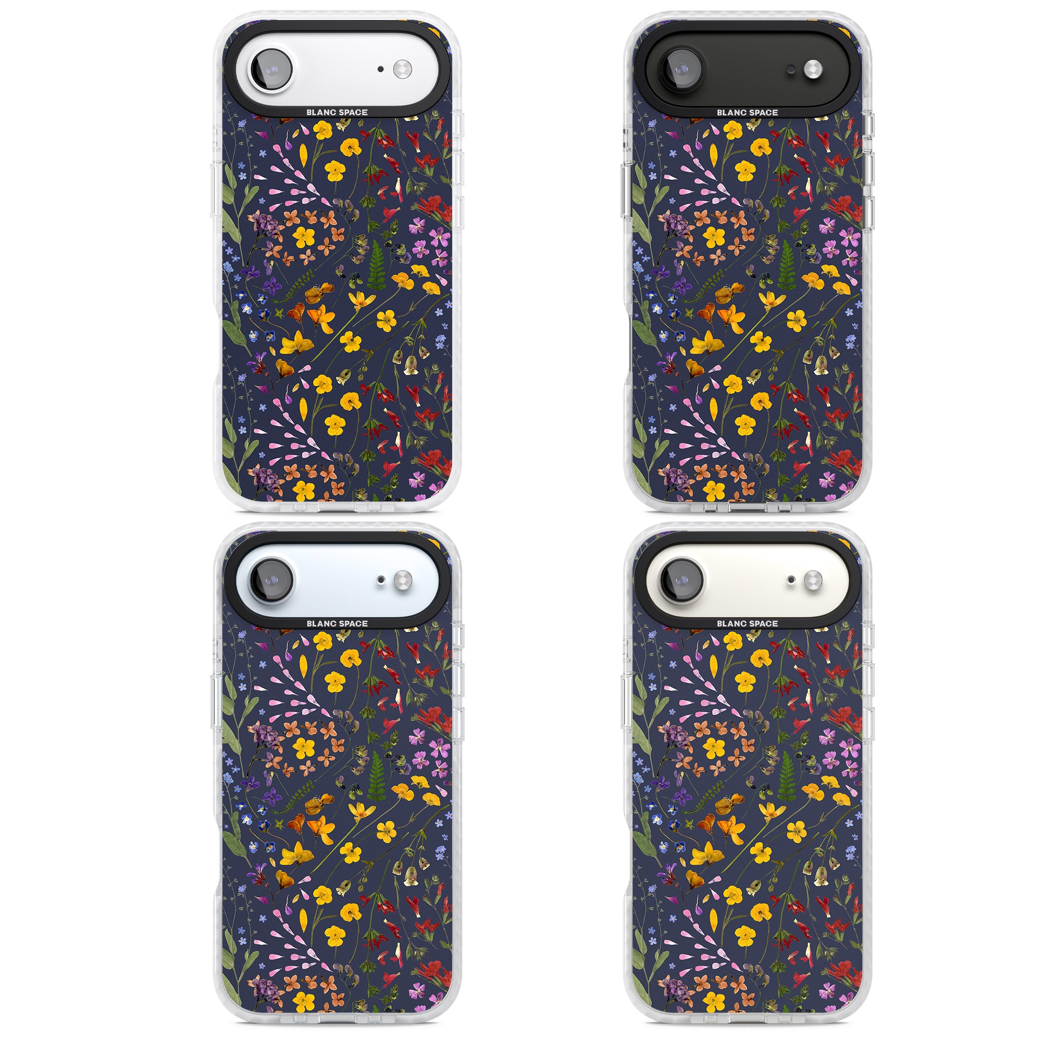 Wildflower Leaves Cluster Navy iPhone 17 Air Impact Clear Phone Case APT Impact Protection