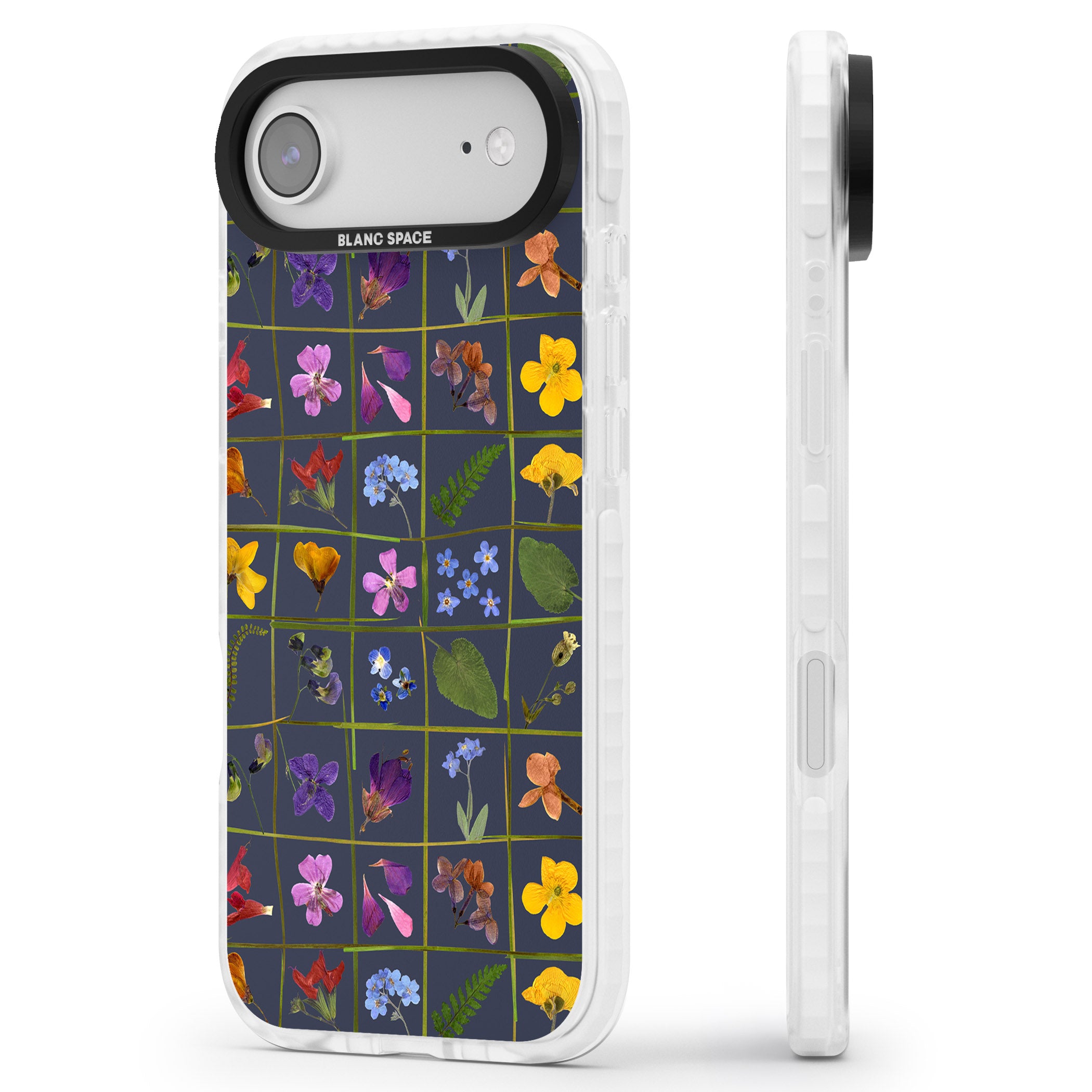 Wildflower Grid iPhone 17 Air Impact Clear Phone Case Side Profile