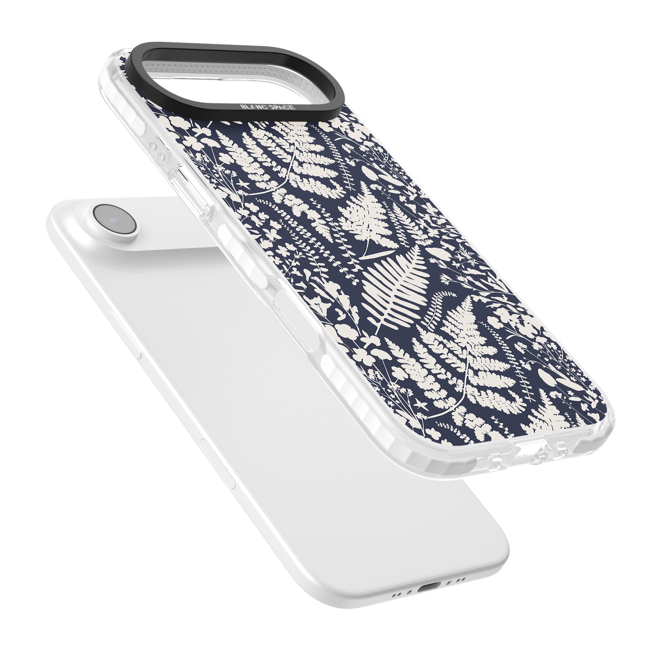 Wildflowers & Ferns On Navy iPhone 17 Air Impact Clear Phone Case Colours