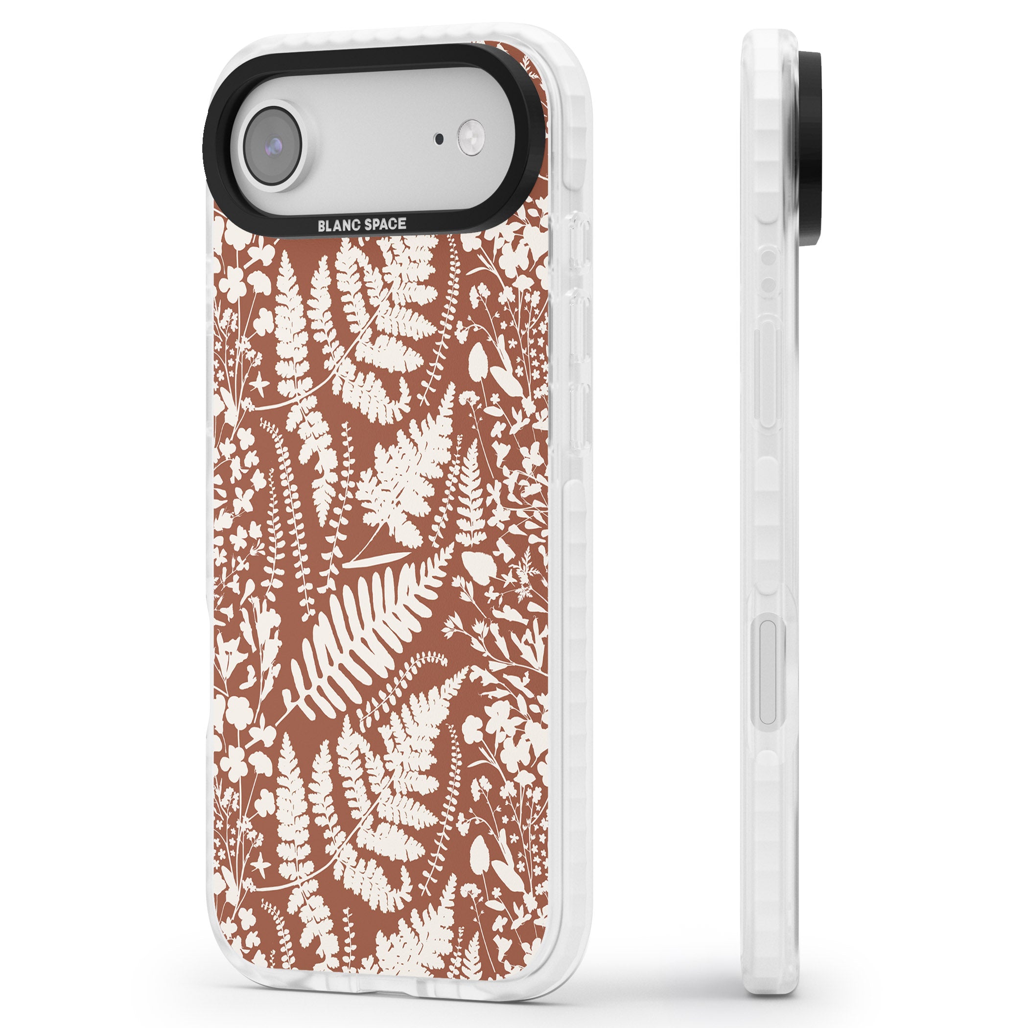Wildflowers And Ferns On Terracotta iPhone 17 Air Impact Clear Phone Case Side Profile