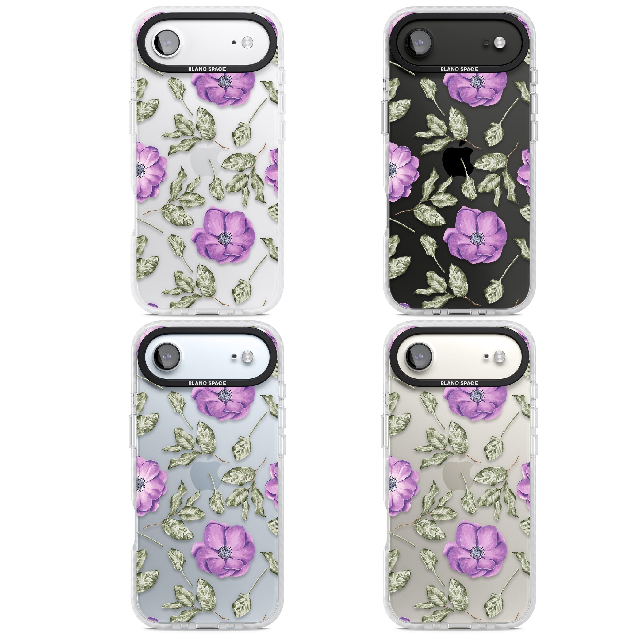 Purple Bloom Floral iPhone 17 Air Impact Clear Phone Case APT Impact Protection
