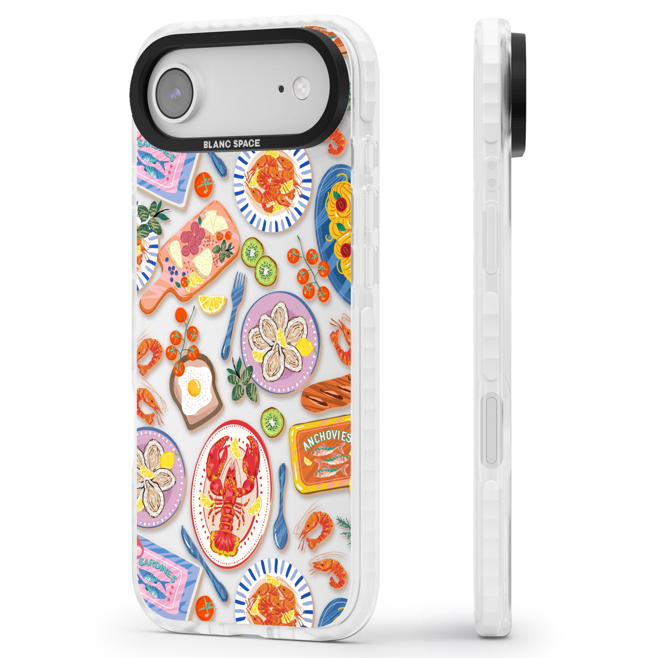 Seafood Pattern iPhone 17 Air Impact Clear Phone Case Side Profile