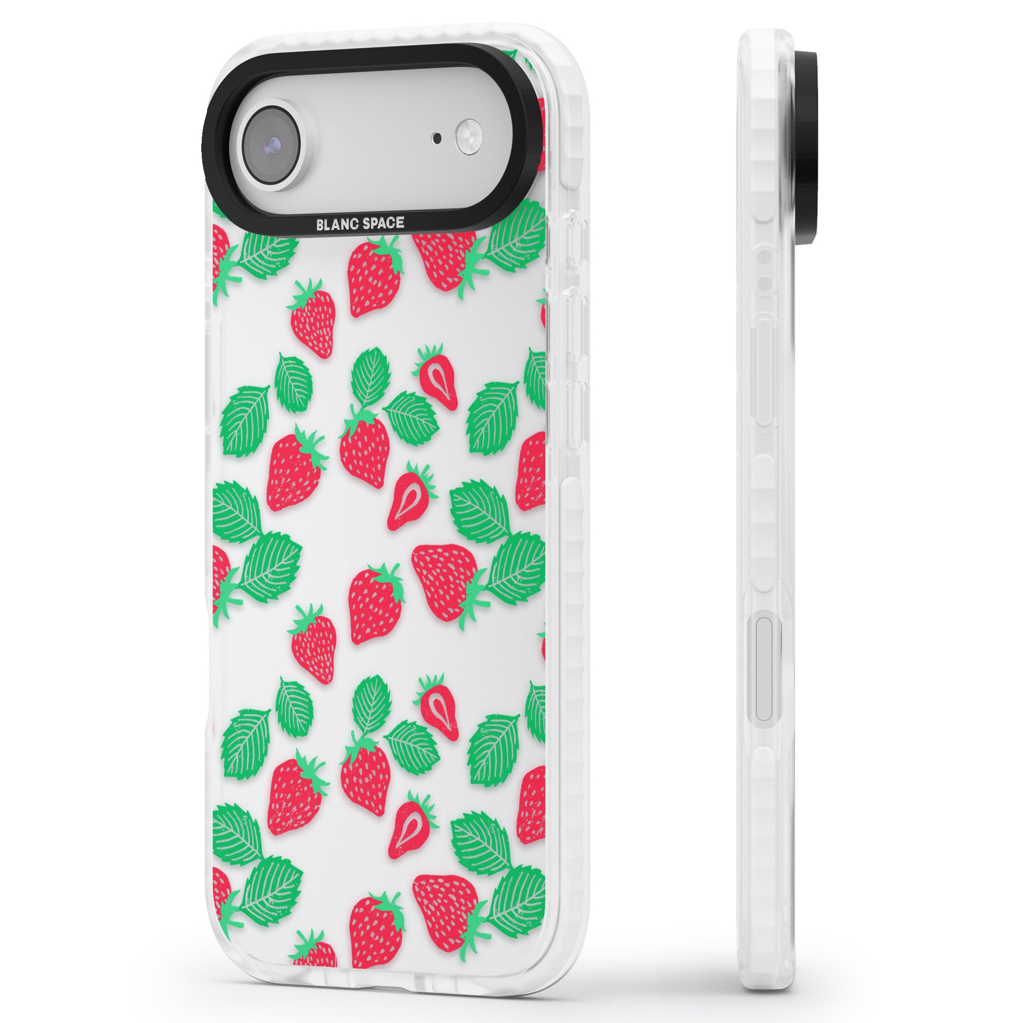 Strawberry Delight iPhone 17 Air Impact Clear Phone Case Side Profile