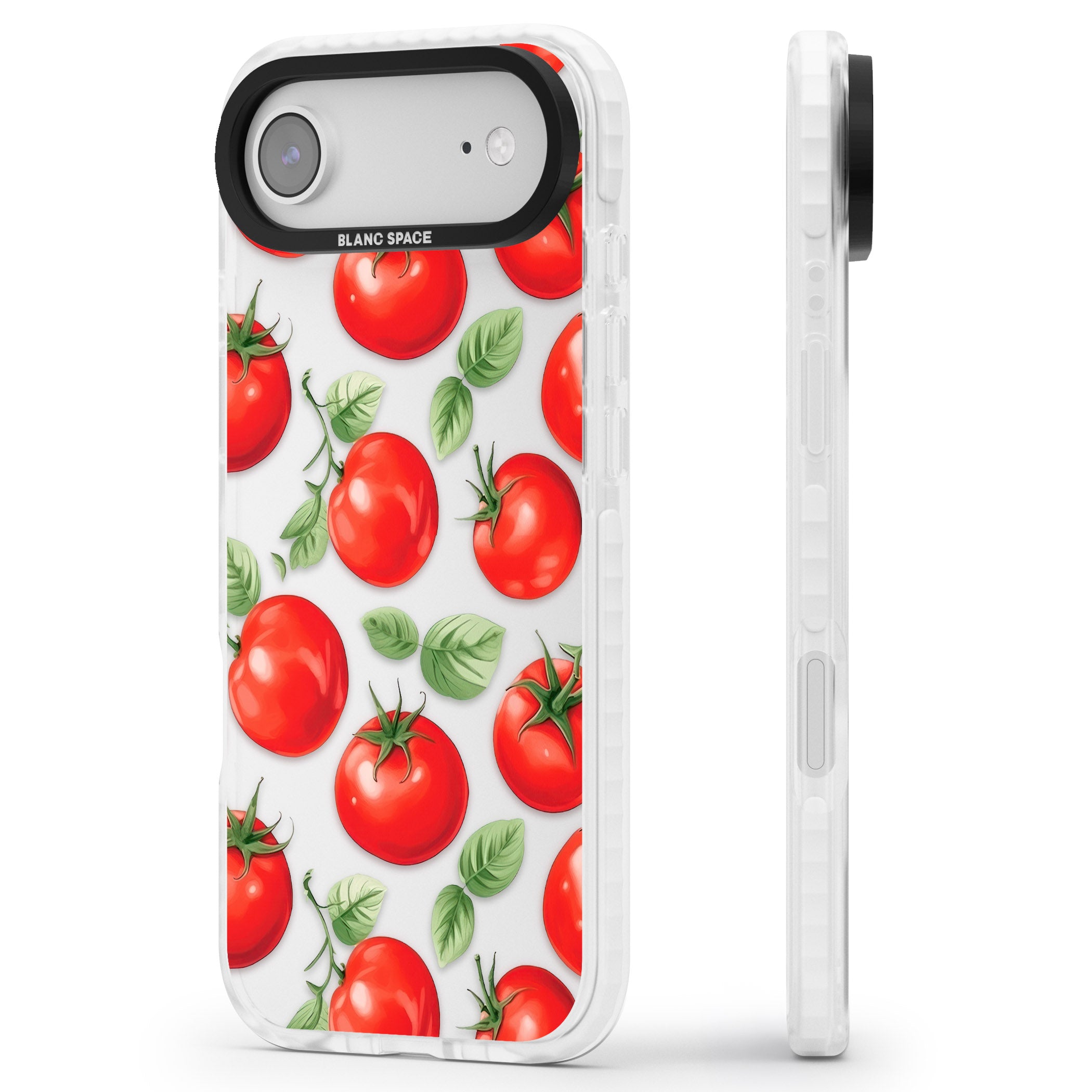 Tomato Pattern iPhone 17 Air Impact Clear Phone Case Side Profile