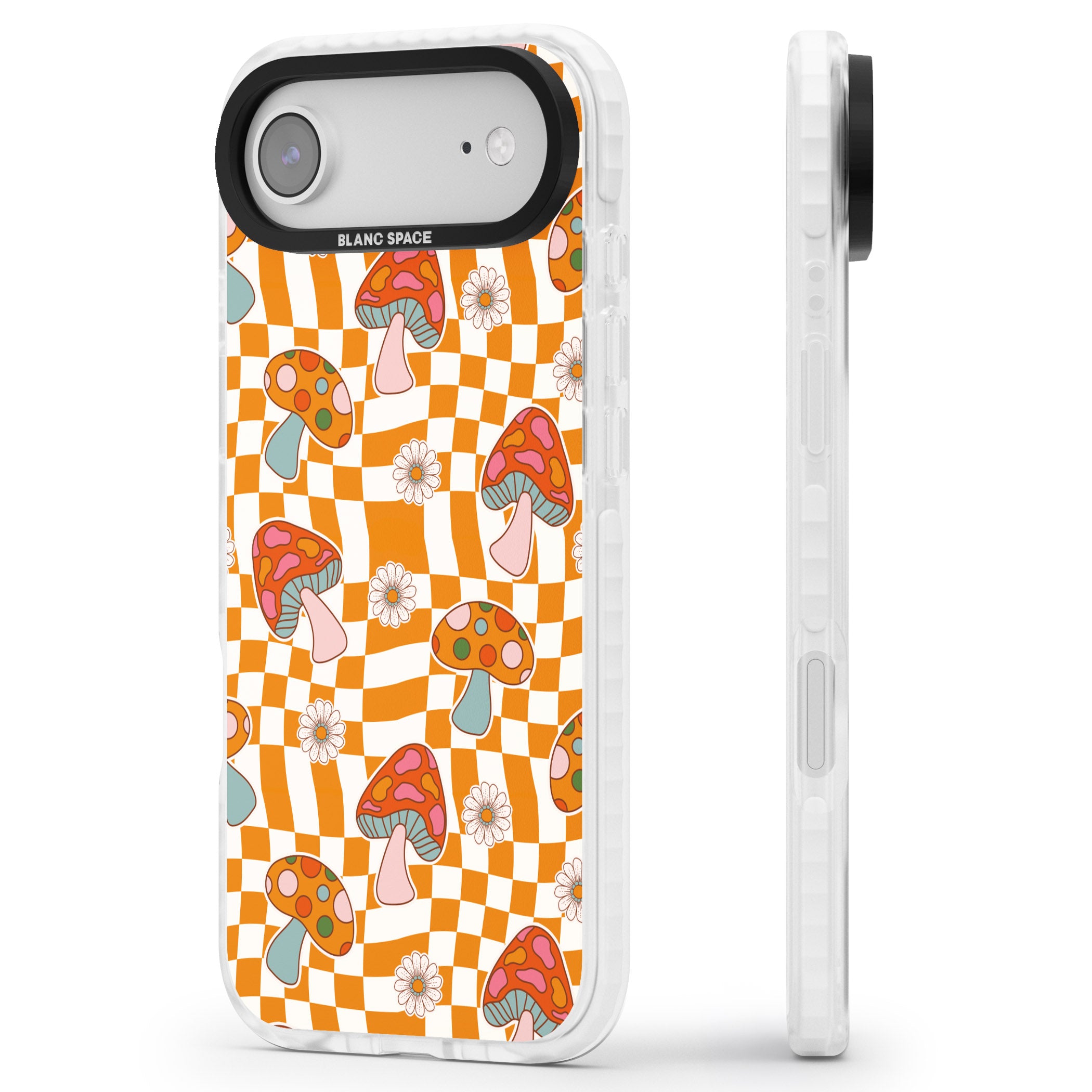 Wavy Checked Shrooms iPhone 17 Air Impact Clear Phone Case Side Profile