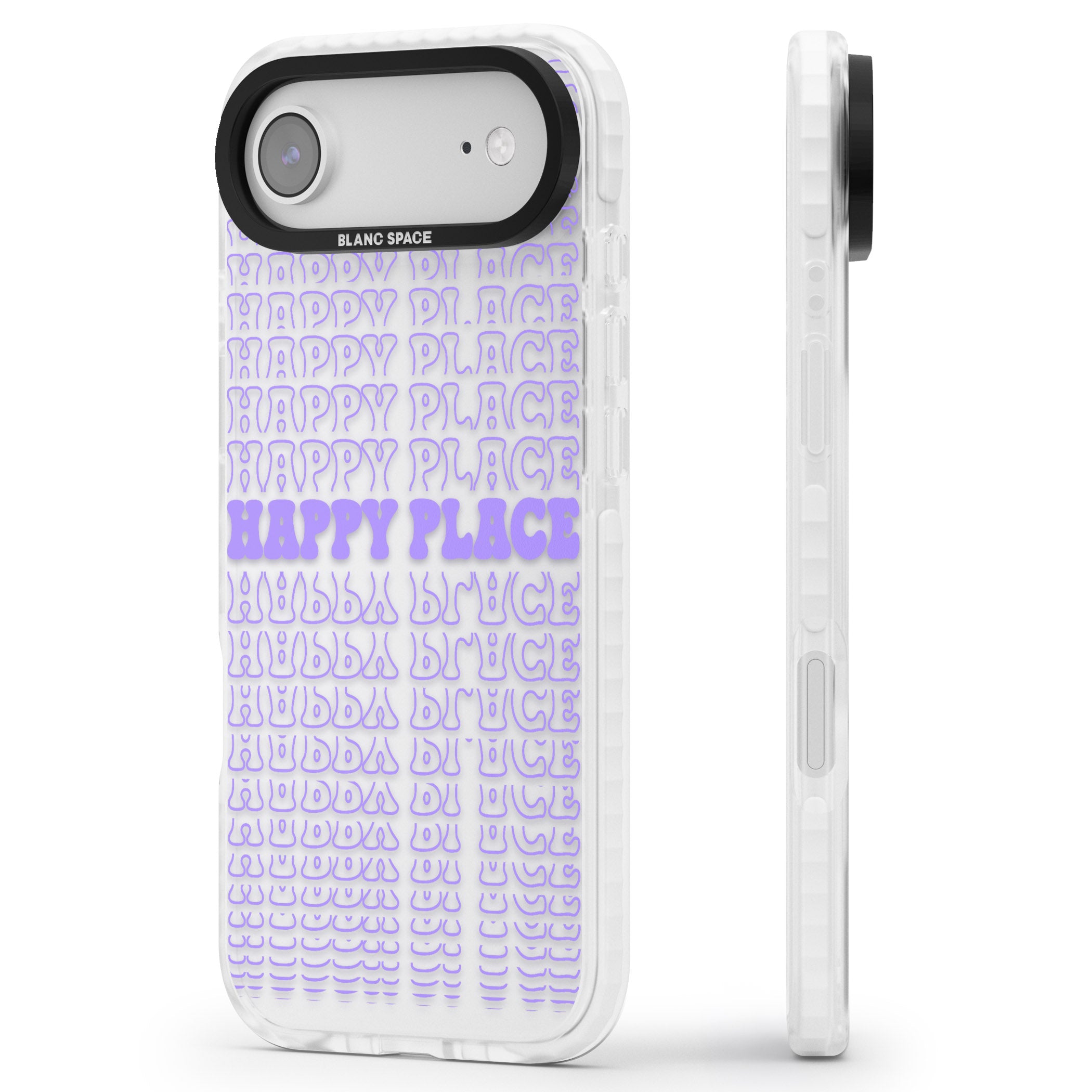 Happy Place (Purple) iPhone 17 Air Impact Clear Phone Case Side Profile