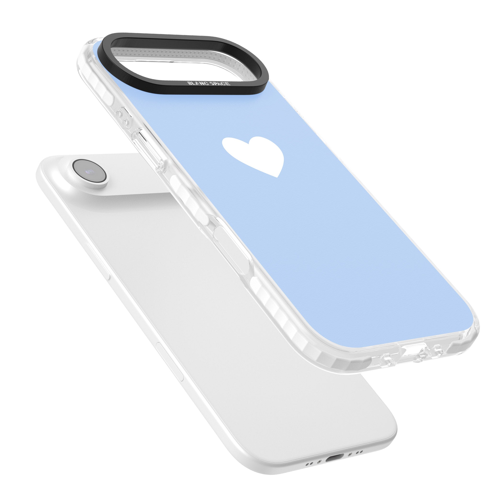 Single Heart Design: White & Baby Blue iPhone 17 Air Impact Clear Phone Case Colours