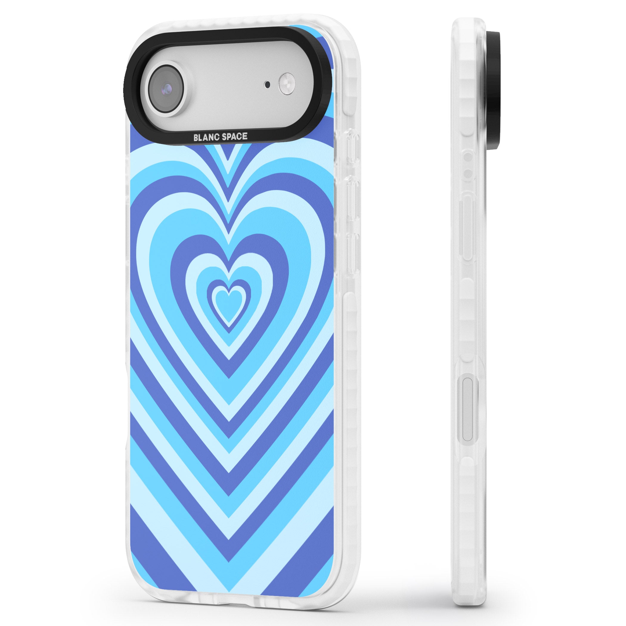 Blue Heart Illusion iPhone 17 Air Impact Clear Phone Case Side Profile