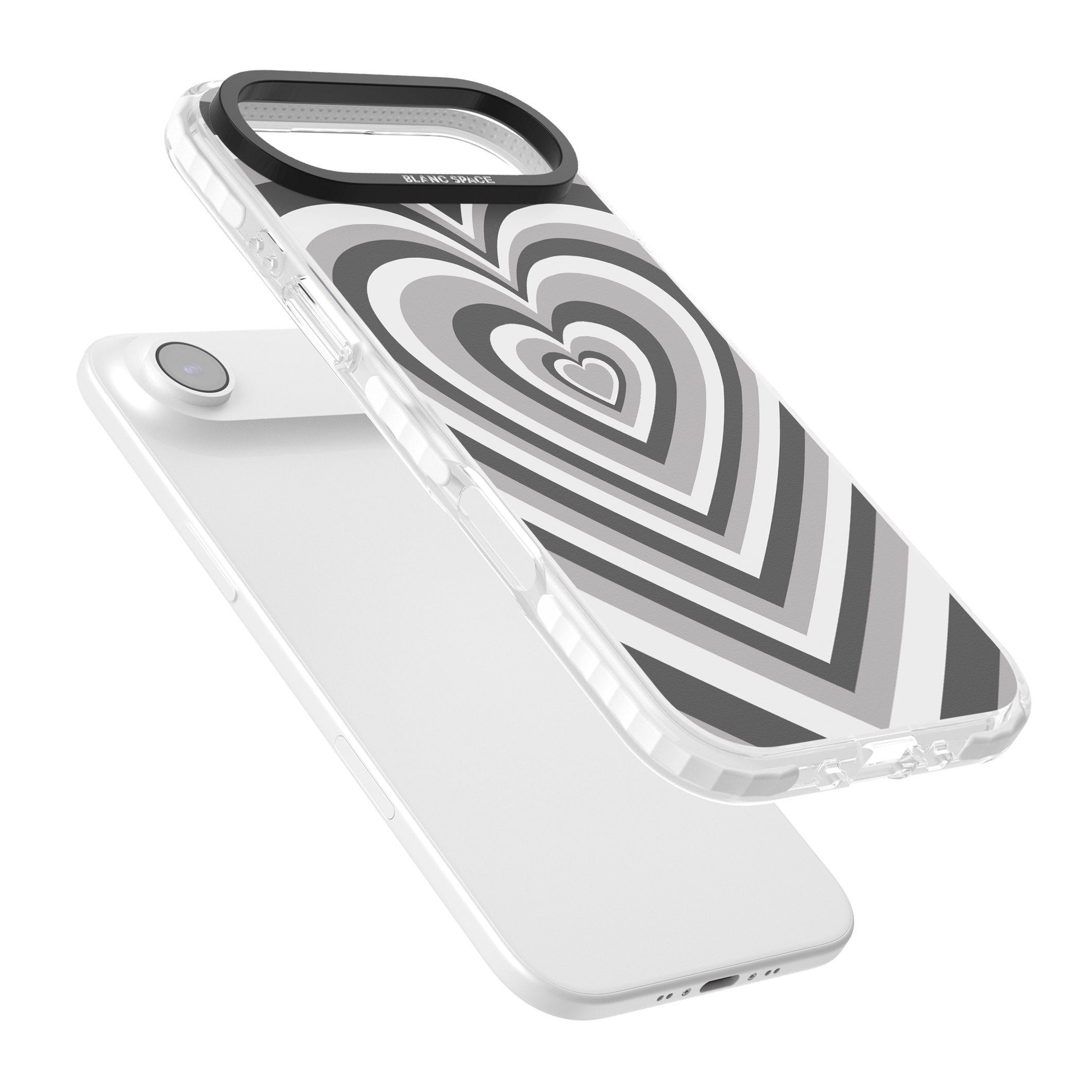 Monochrome Heart Illusion iPhone 17 Air Impact Clear Phone Case Colours