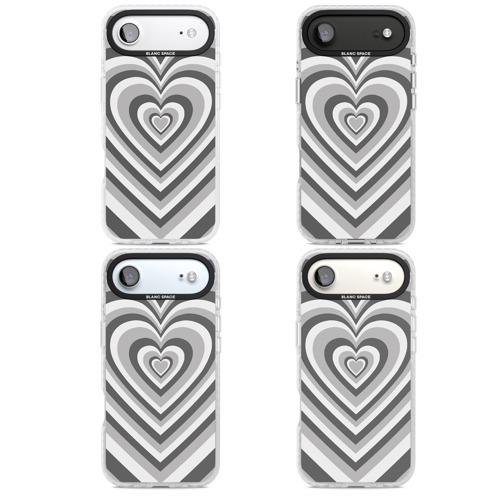 Monochrome Heart Illusion iPhone 17 Air Impact Clear Phone Case APT Impact Protection